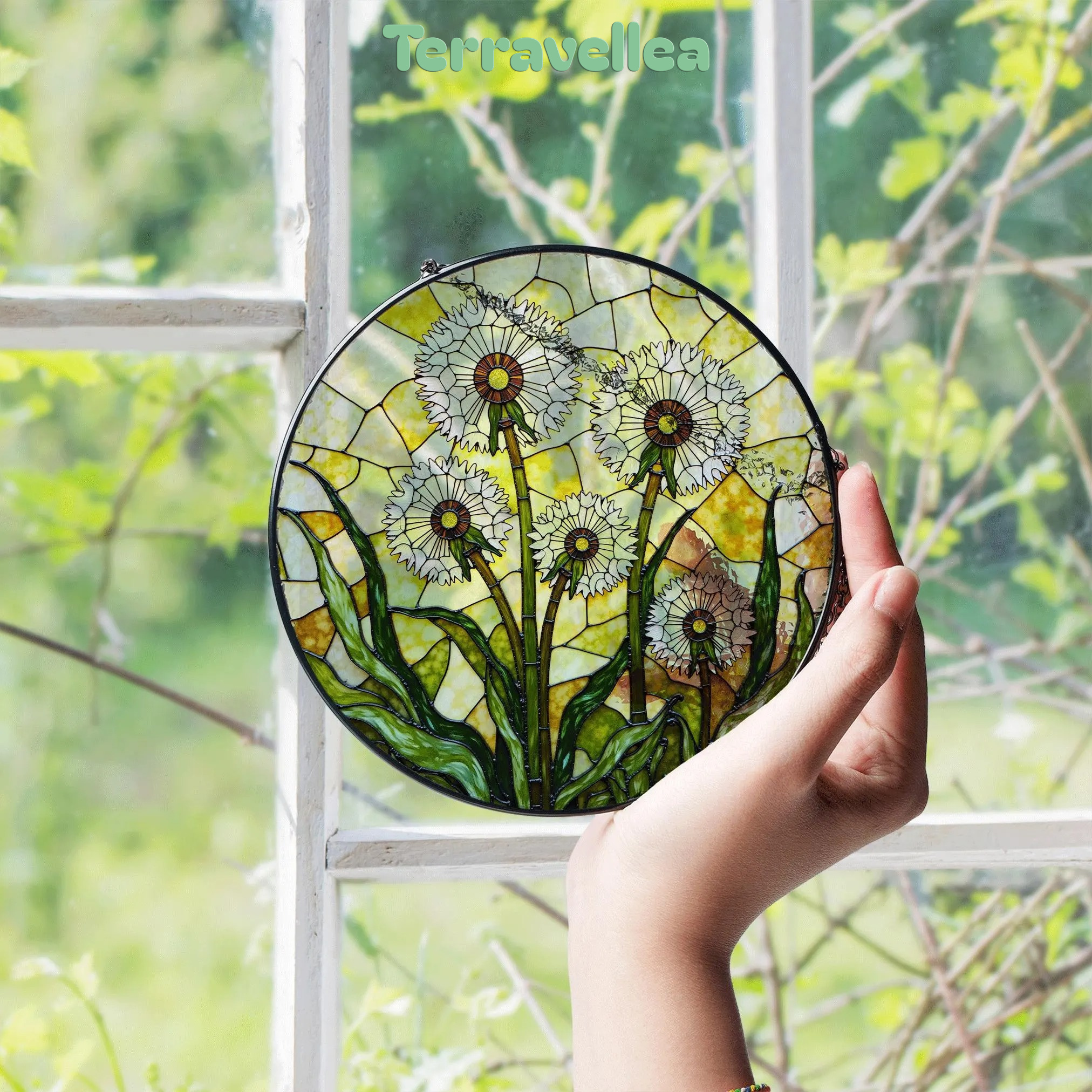 Dandelion Stained Glass Suncatcher Window Decor Gift for Nature Lovers - image 4