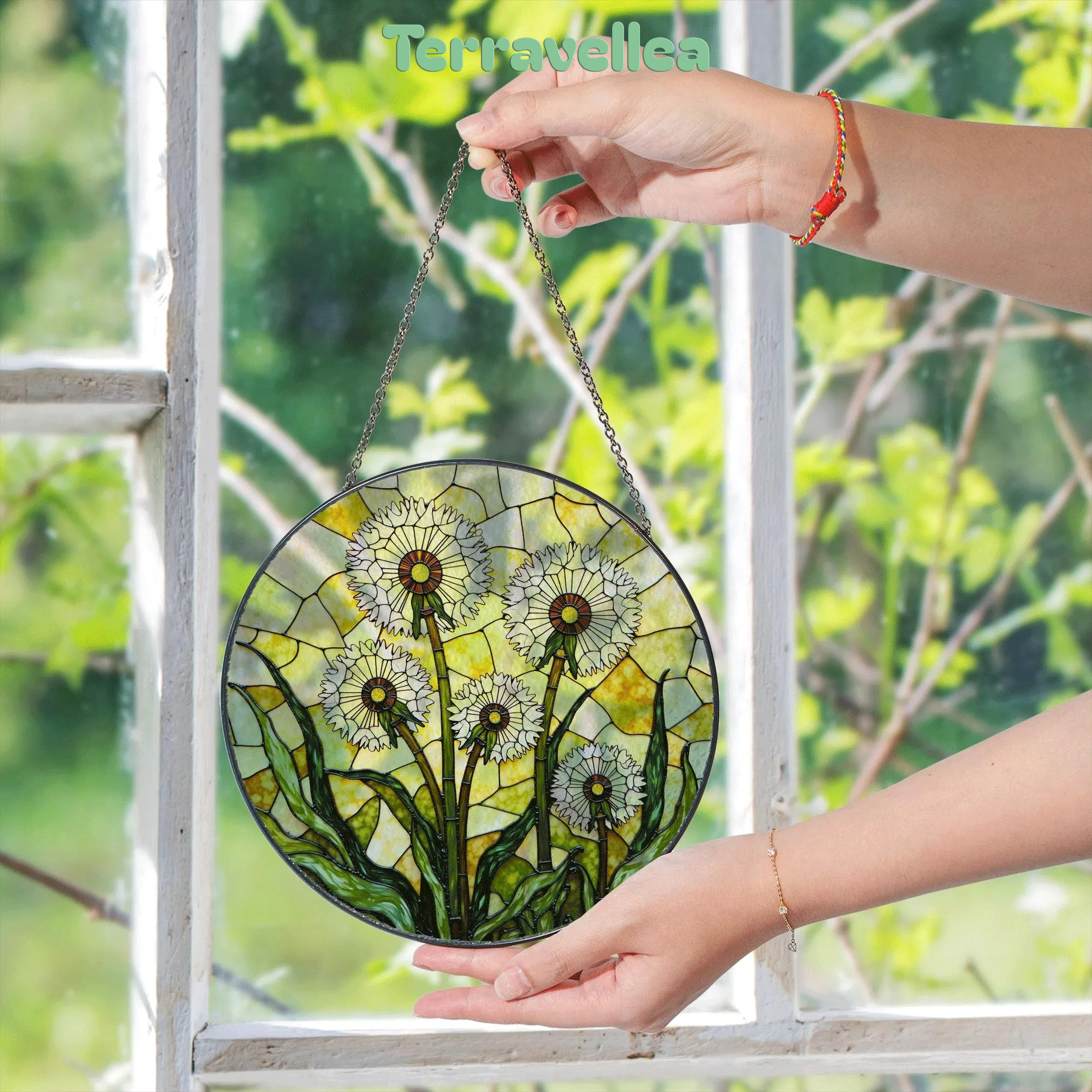 Dandelion Stained Glass Suncatcher Window Decor Gift for Nature Lovers - image 5