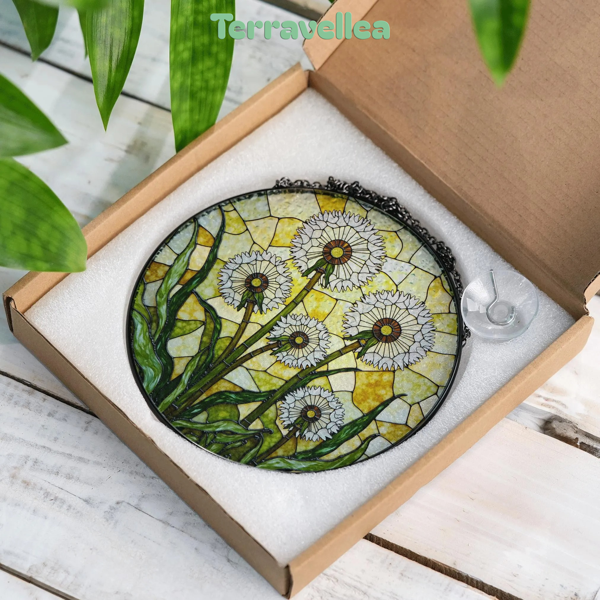 Dandelion Stained Glass Suncatcher Window Decor Gift for Nature Lovers - image 9