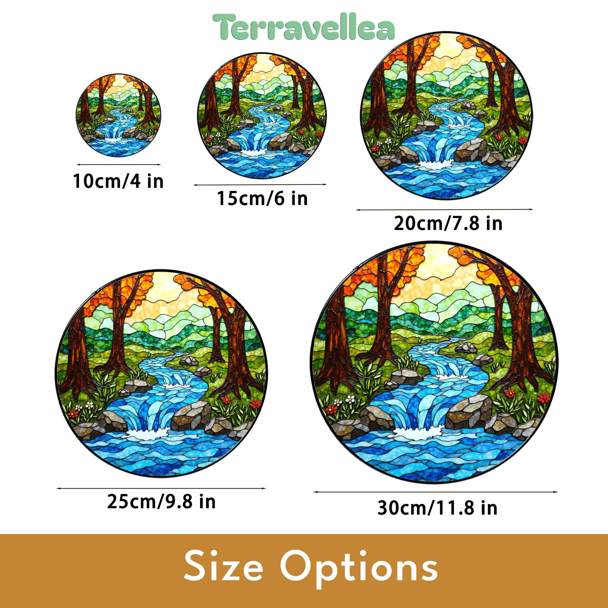 Forest Waterfall Creek Stained Glass Suncatcher Nature Window Hanging Gift for Outdoor Lovers - image 10