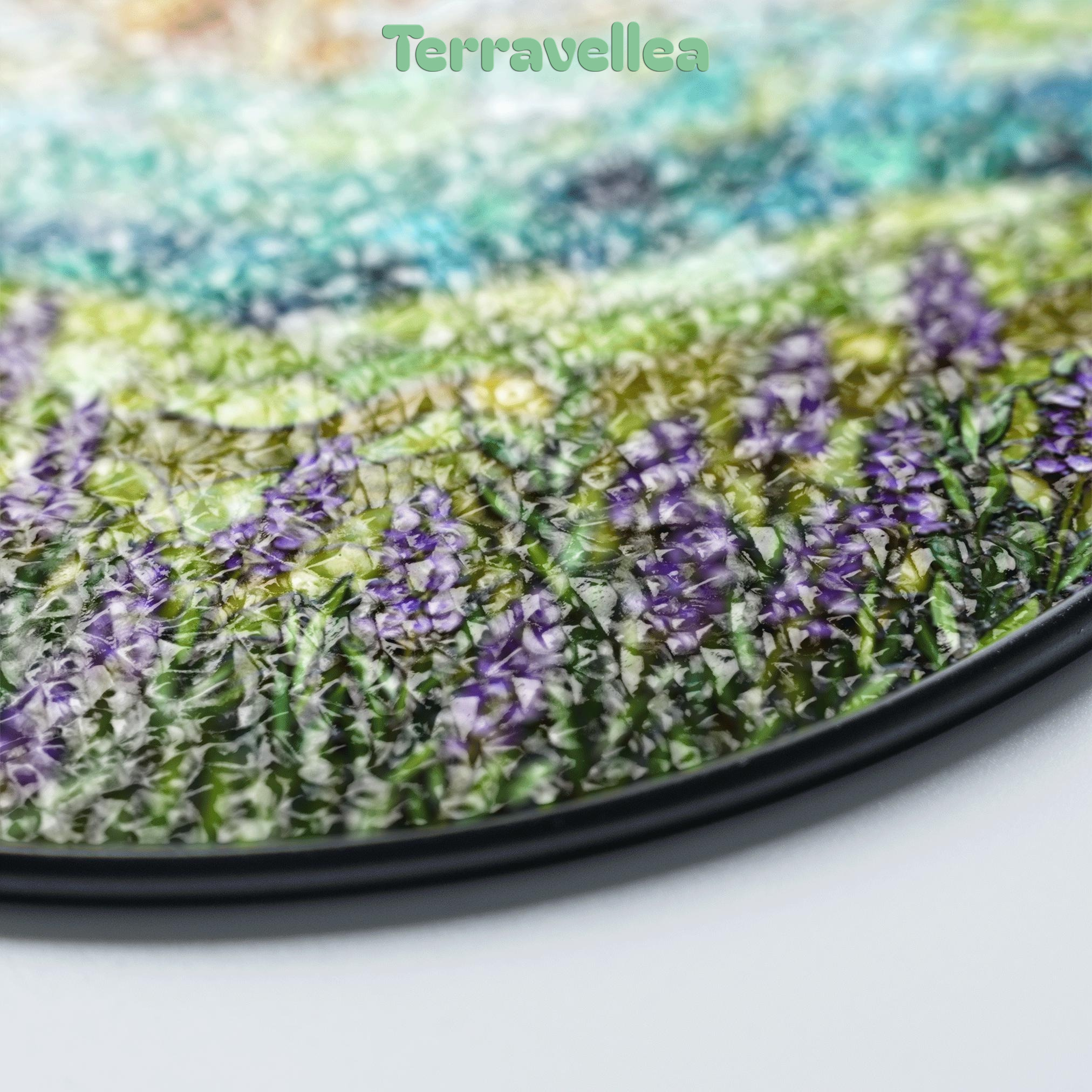 Lavender Field Mountain View Stained Glass Suncatcher Window Art Gift for Nature Lover - image 8