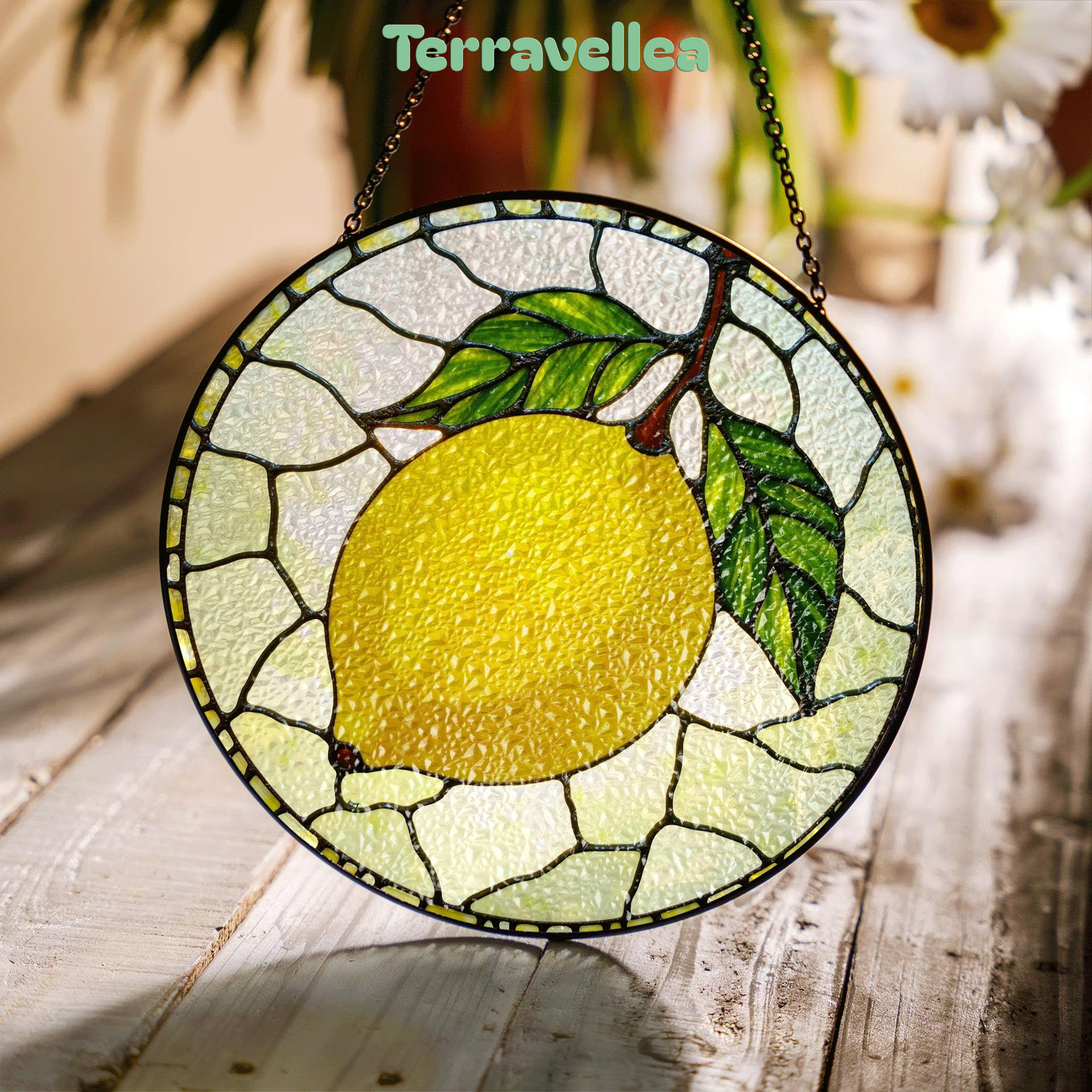 Lemon Stained Glass Suncatcher Window Decor Gift for Mom Friend - image 1