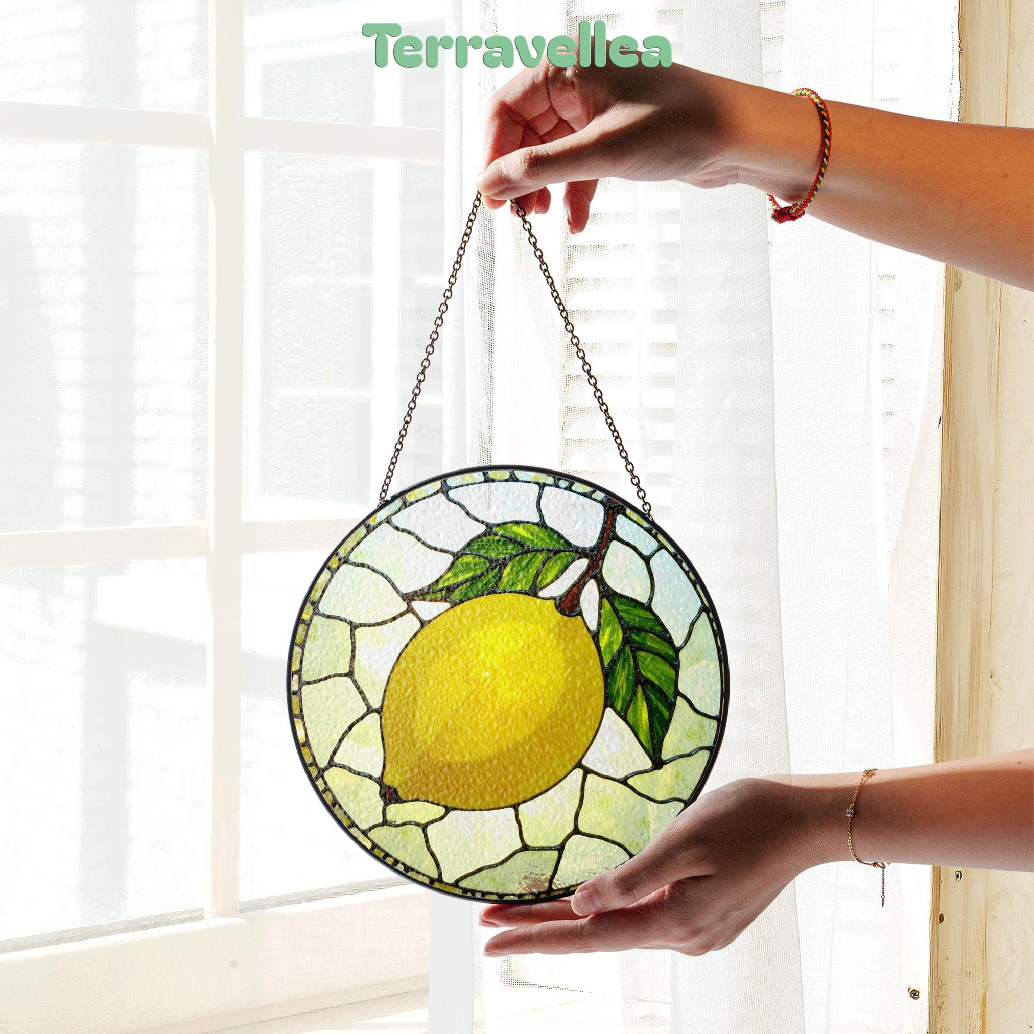 Lemon Stained Glass Suncatcher Window Decor Gift for Mom Friend - image 3