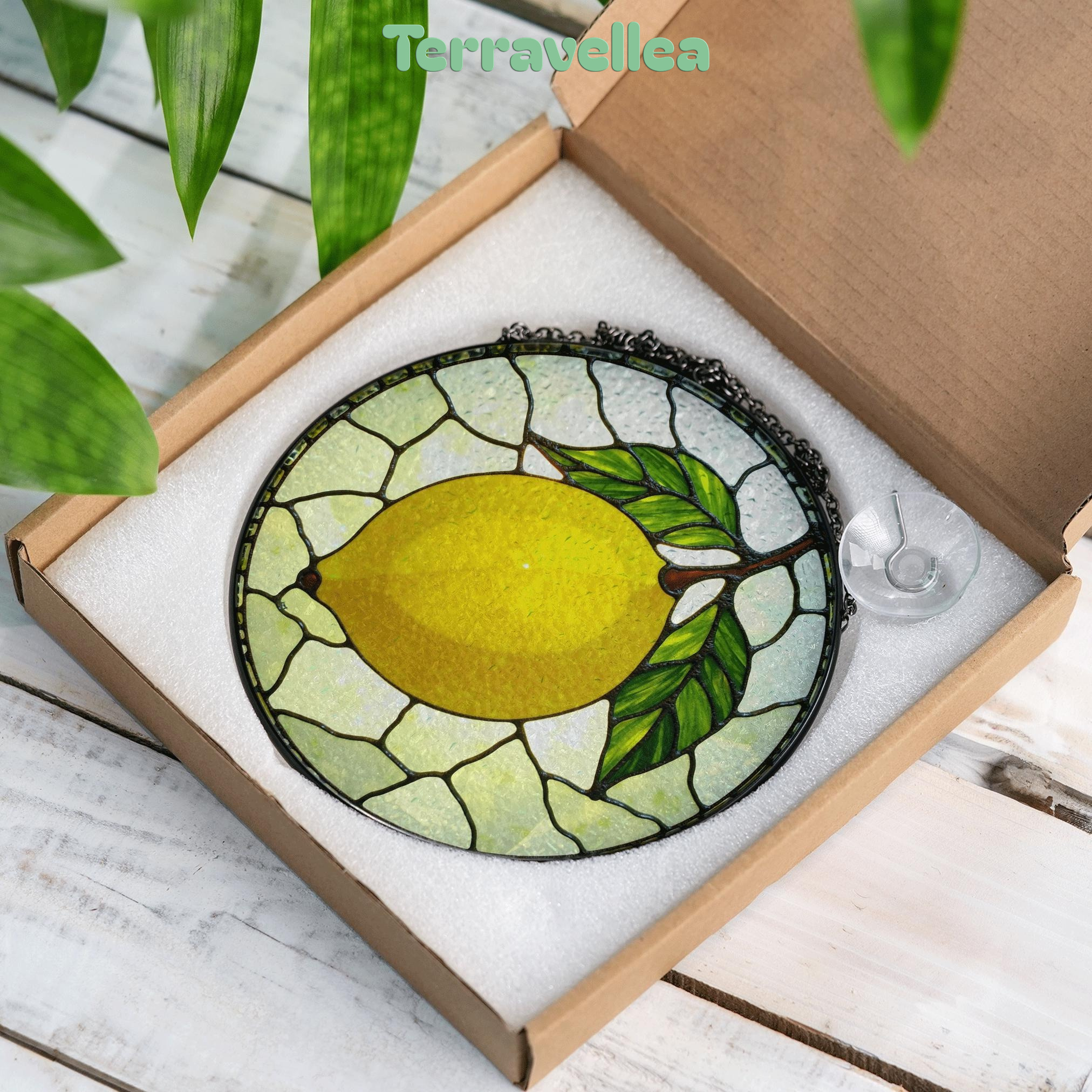 Lemon Stained Glass Suncatcher Window Decor Gift for Mom Friend - image 8