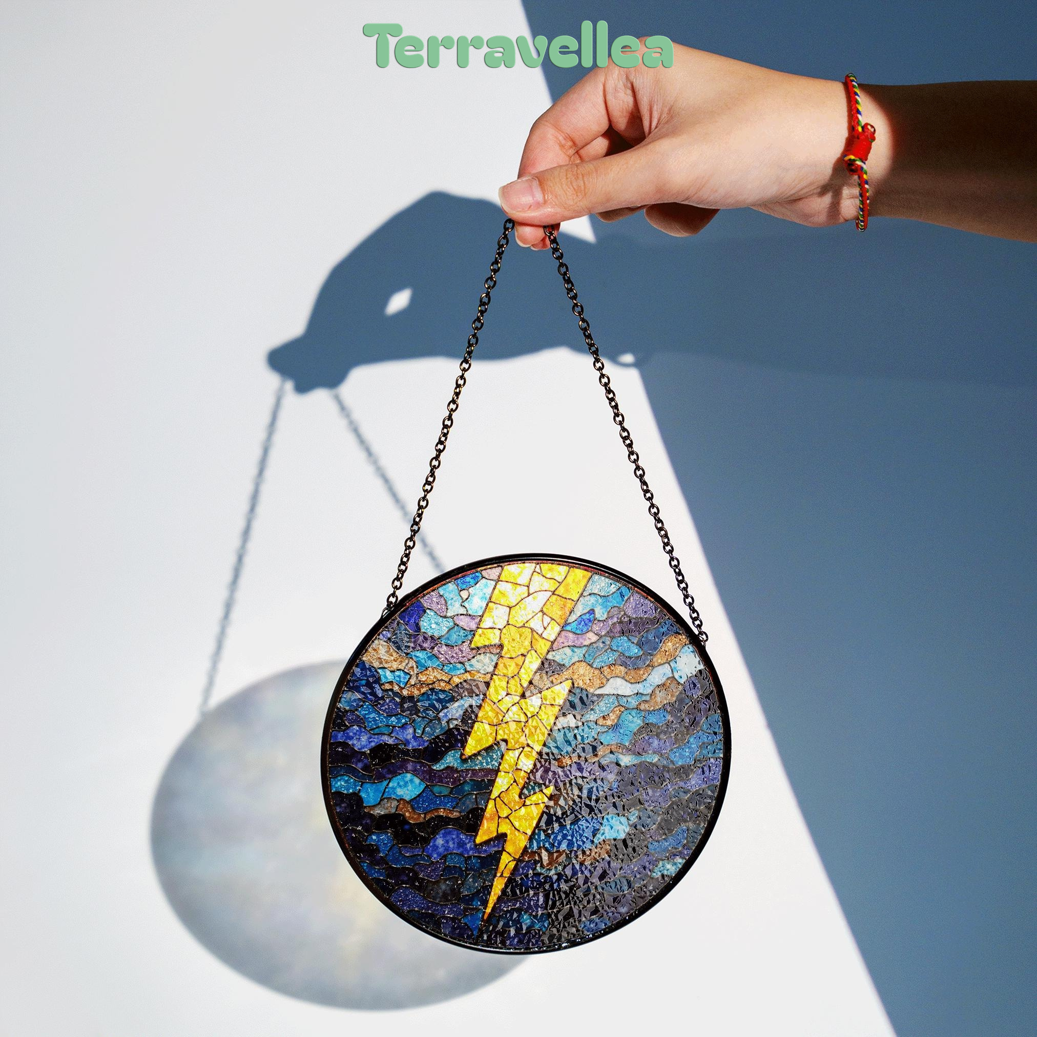 Lightning Bolt Stained Glass Suncatcher Window Hanging Gift for Storm Lovers - image 2