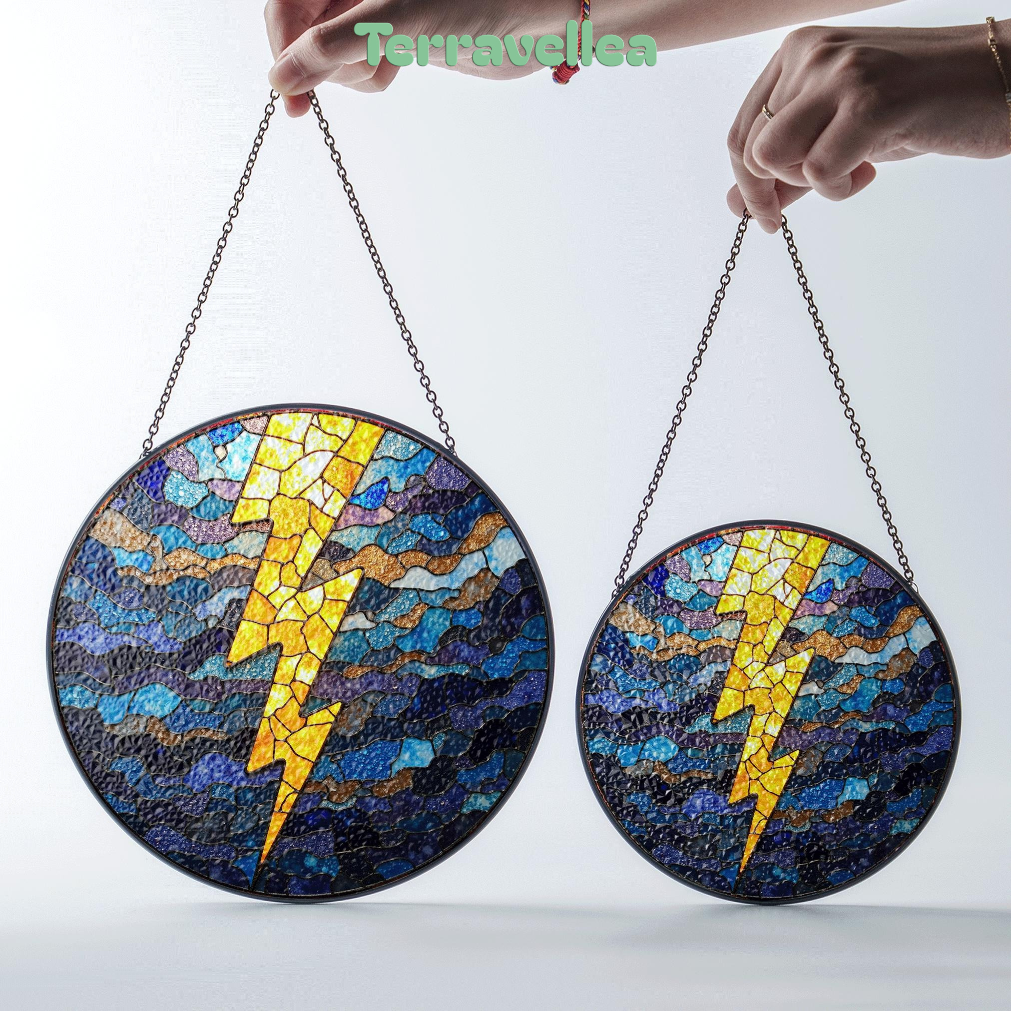 Lightning Bolt Stained Glass Suncatcher Window Hanging Gift for Storm Lovers - image 7