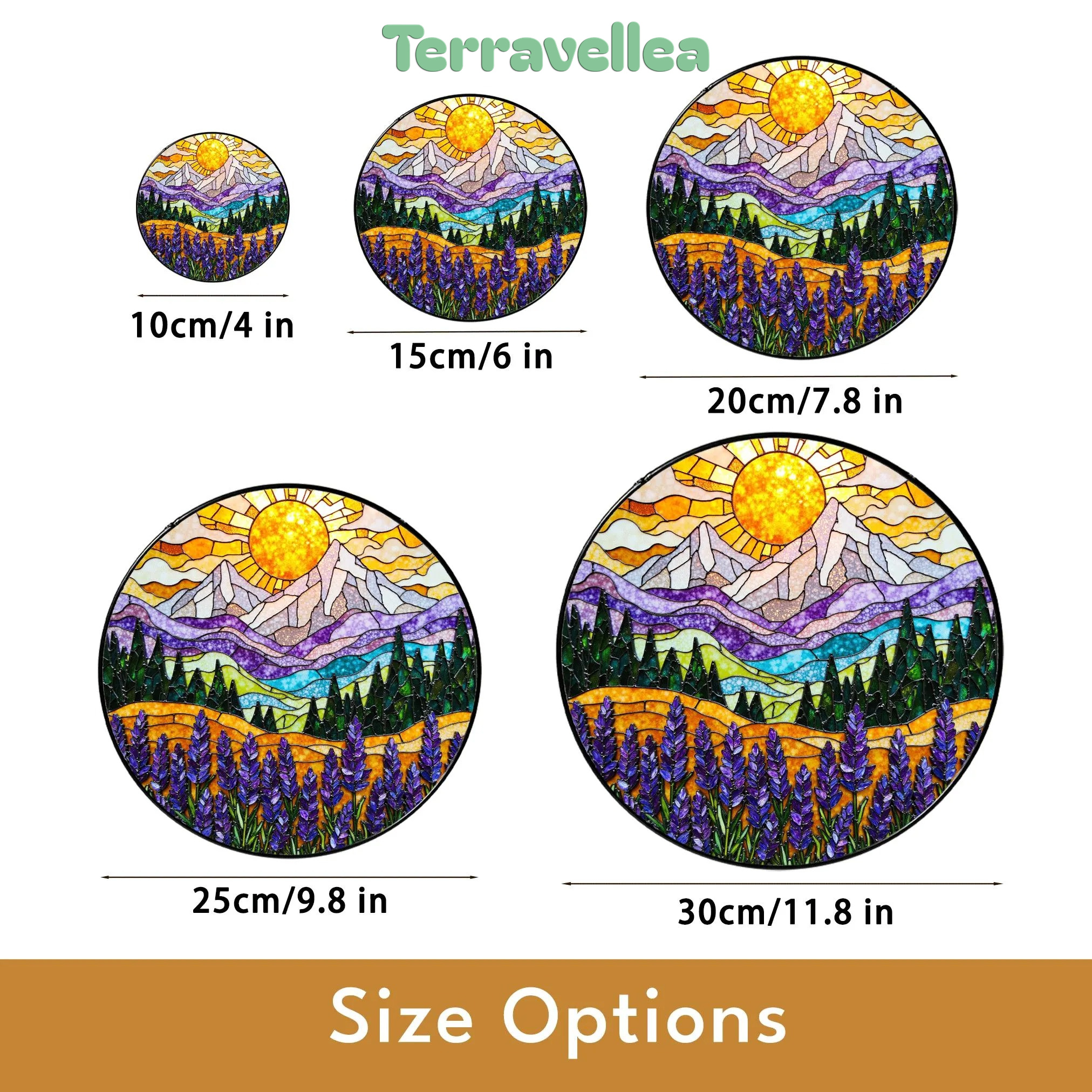 Mountain Sun Suncatcher Stained Glass Window Hanging Gift for Nature Lovers - image 10