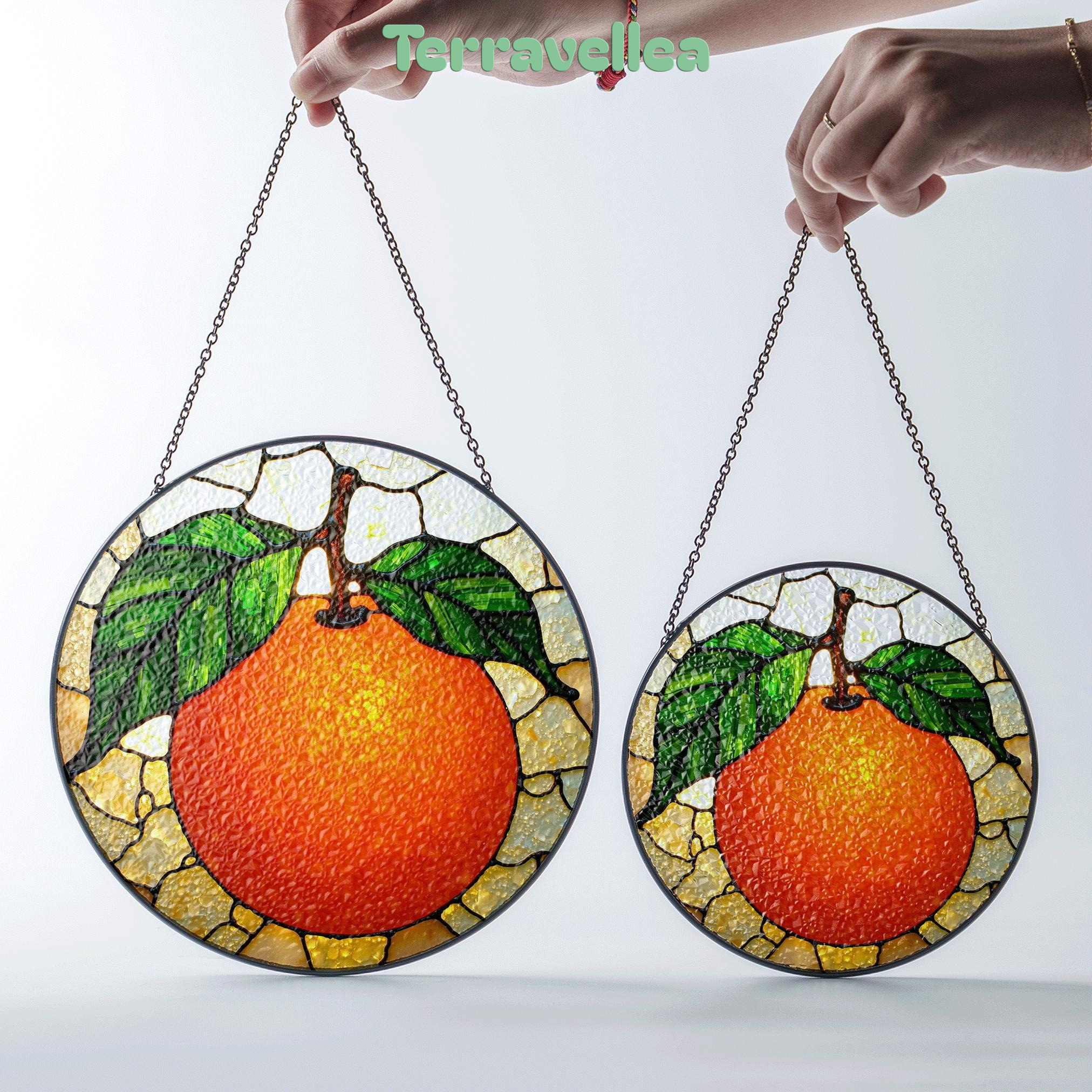 Orange Fruit Stained Glass Suncatcher Window Hanging Gift for Mom Dad Friend - image 7