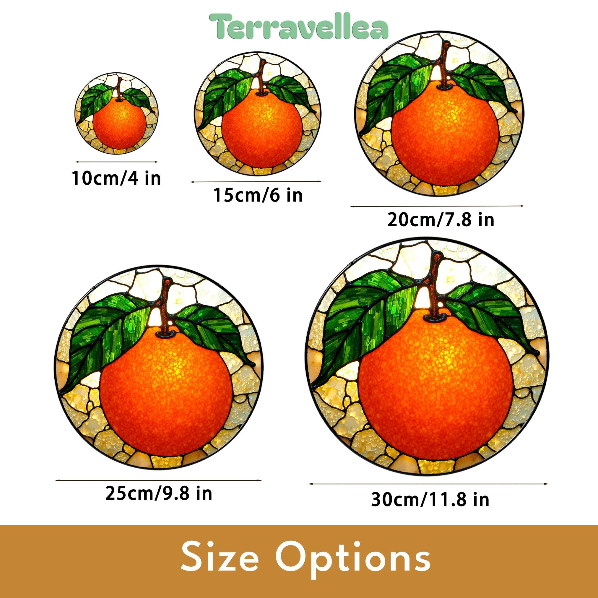 Orange Fruit Stained Glass Suncatcher Window Hanging Gift for Mom Dad Friend - image 10