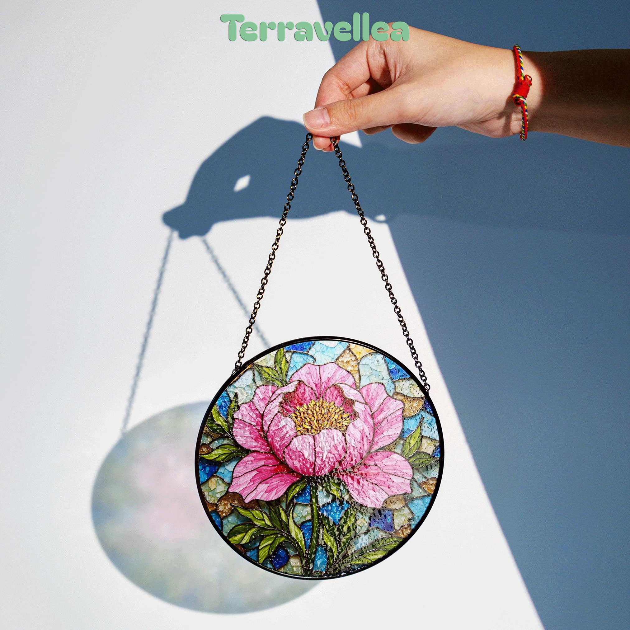Peony Flower Stained Glass Suncatcher Hanging Window Art Home Decor Gift for Her - image 2