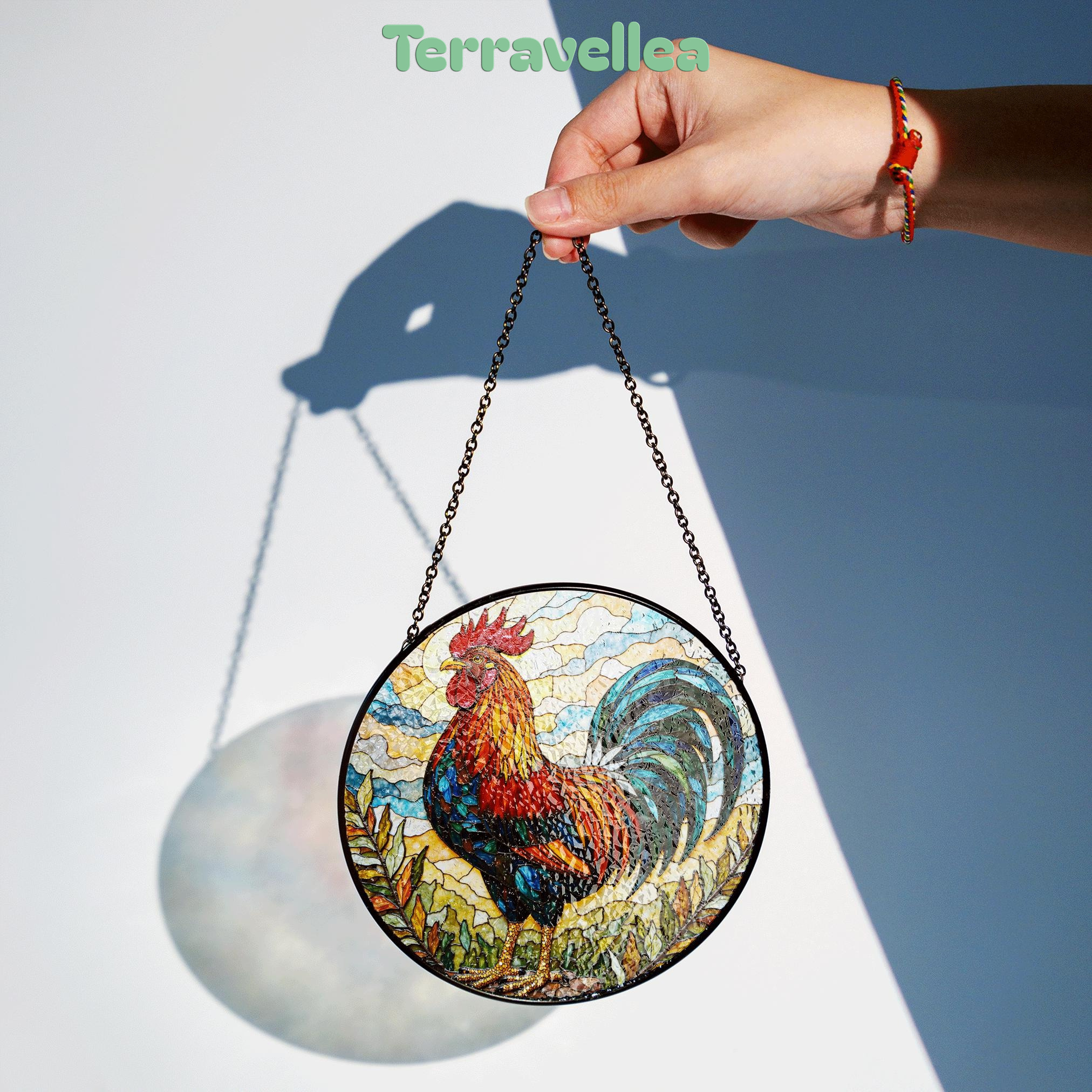 Rooster Stained Glass Suncatcher Window Hanging Gift for Farmers Nature Lovers - image 2