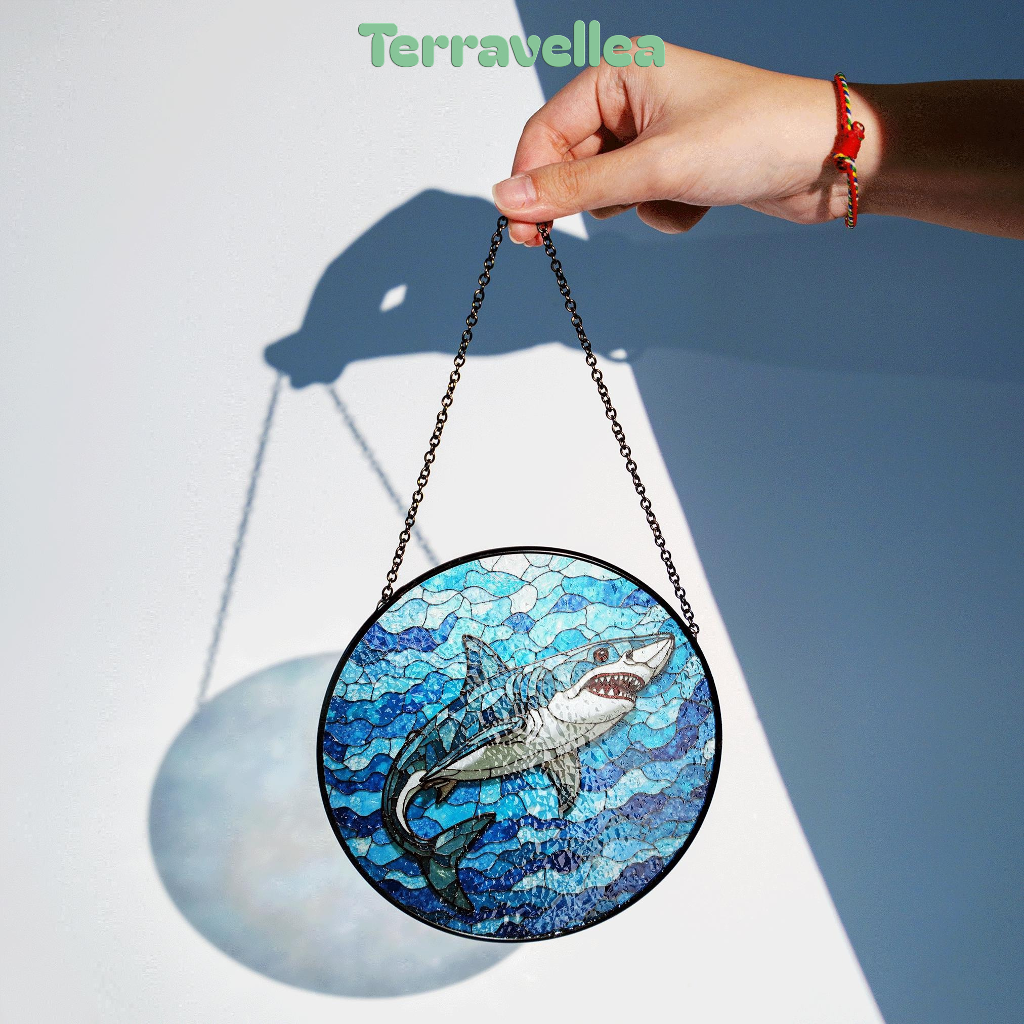 Shark Stained Glass Suncatcher Ocean Window Hanging Gift for Marine Life Lovers - image 2