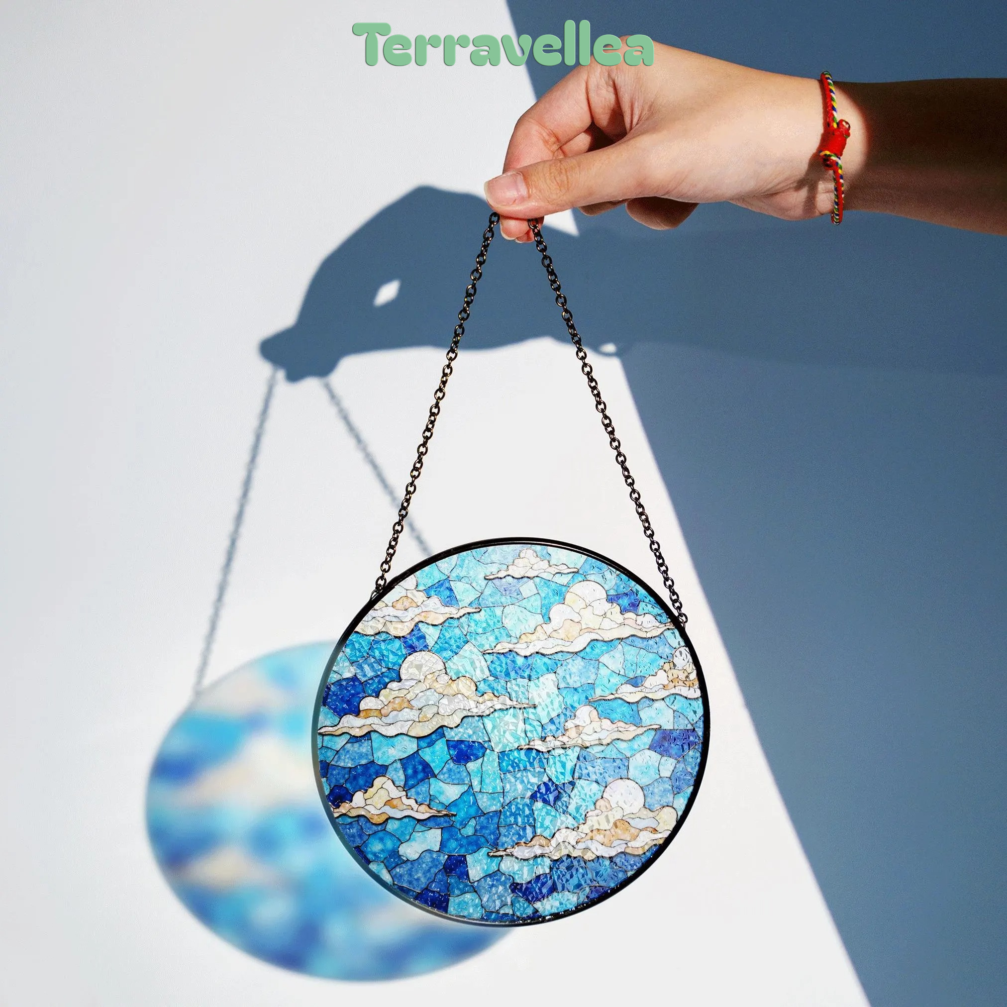 Stained Blue Sky Cloud Glass Suncatcher With Dreamy Layers of Light for Window Decor Gift for Sky Lovers - image 2