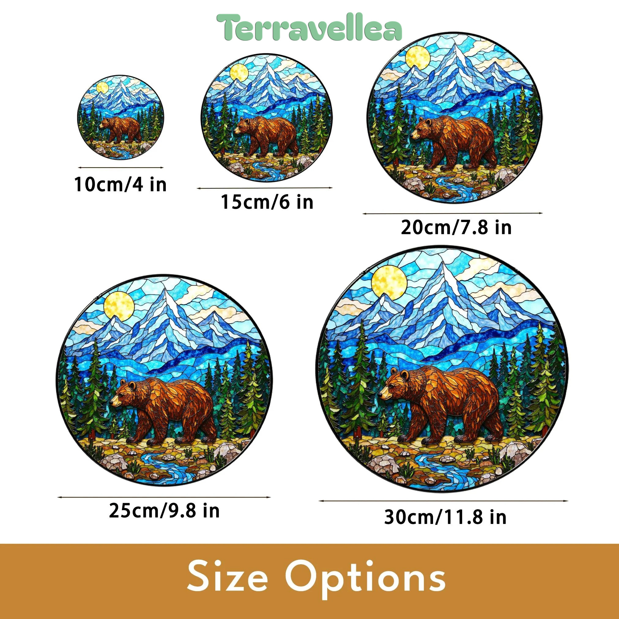 Stained Glass Bear in Mountains Suncatcher Nature Art Gift for Outdoors Lovers - image 10
