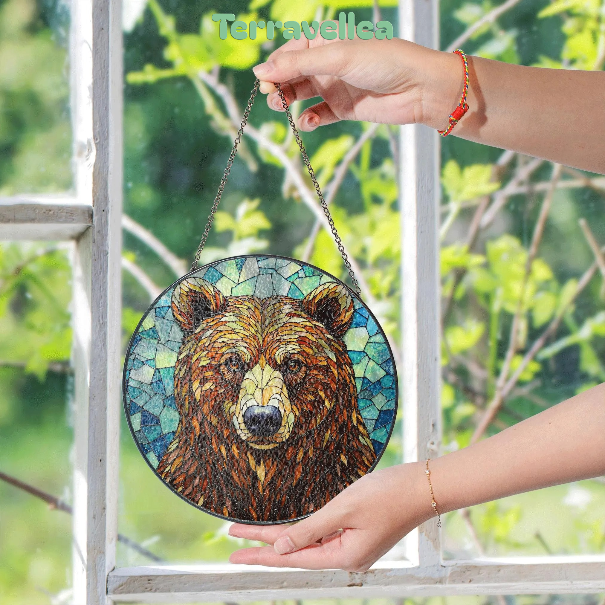 Stained Glass Bear Suncatcher – Nature Window Art for Cabin Decor or Wildlife Lovers Gift - image 5