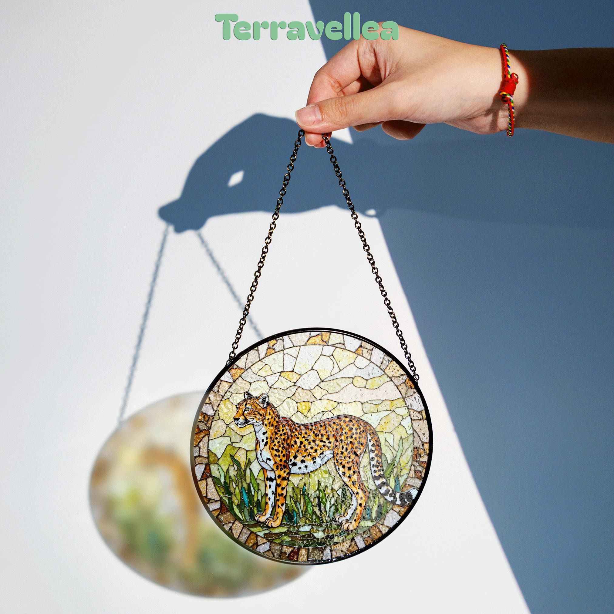 Stained Glass Cheetah Suncatcher Safari Animal Decor Gift for Dad - image 2