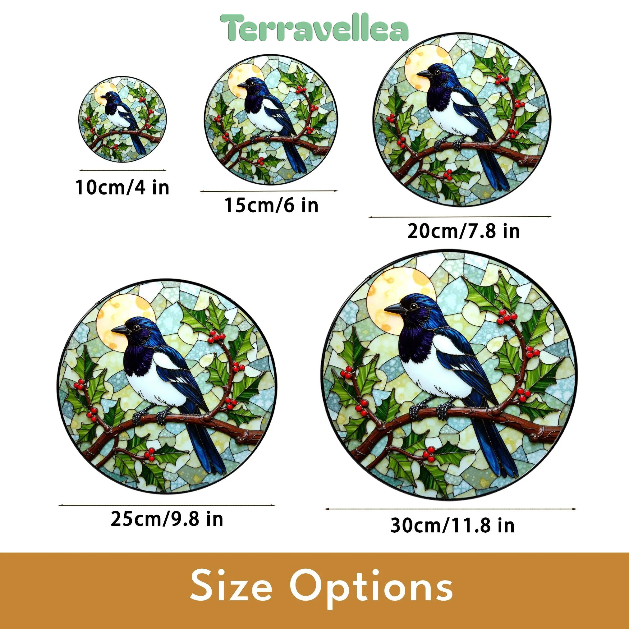 Stained Glass Magpie Suncatcher Window Hanging Bird Lover Gift Nature Decor - image 10