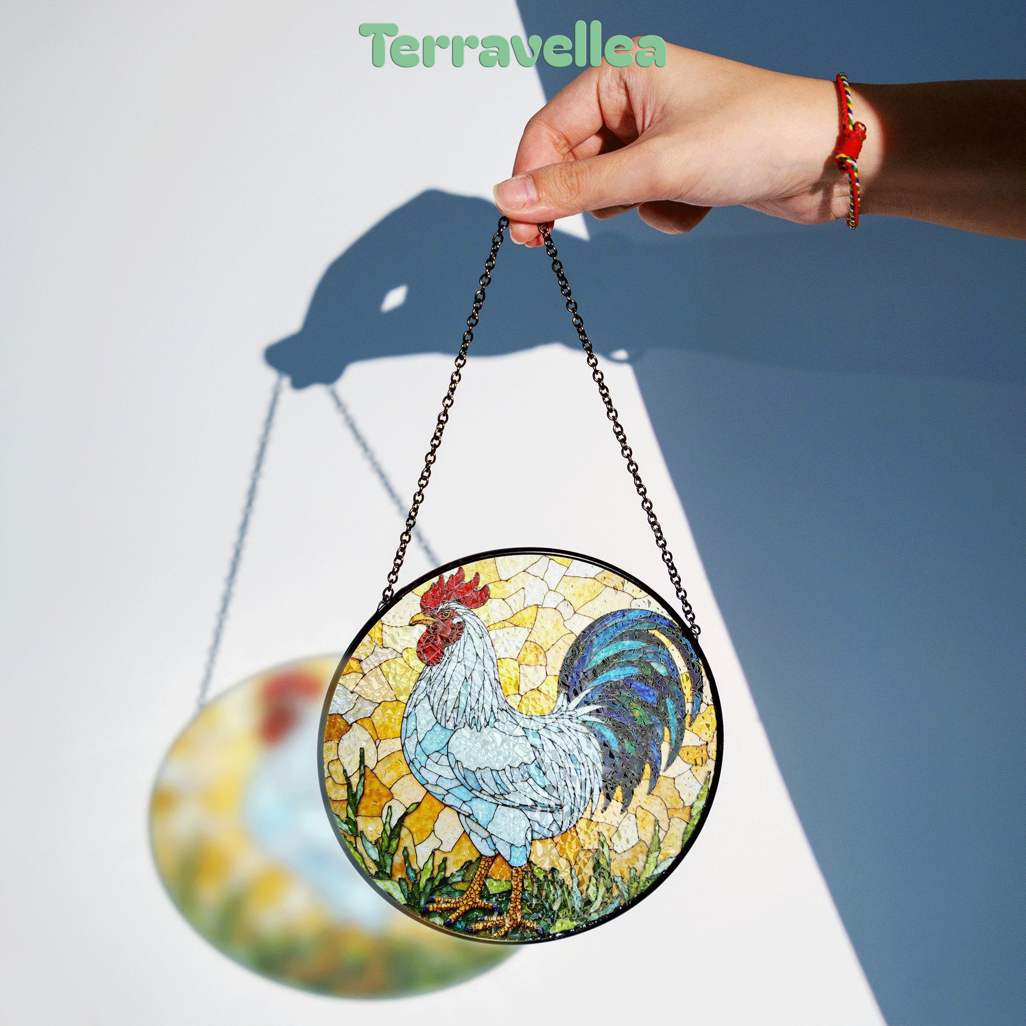 Stained Glass Rooster Suncatcher Handcrafted Colorful Window Art Gift for Bird Lovers - image 2