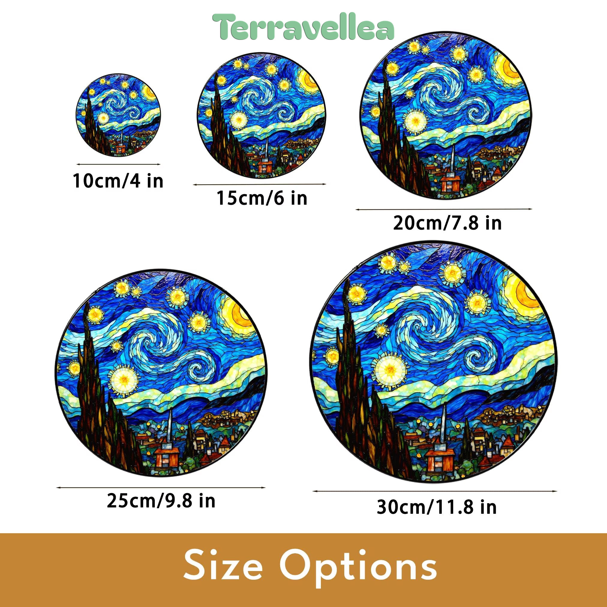 Stained Glass Starry Night Suncatcher Window Hanging Gift for Art Lovers - image 10