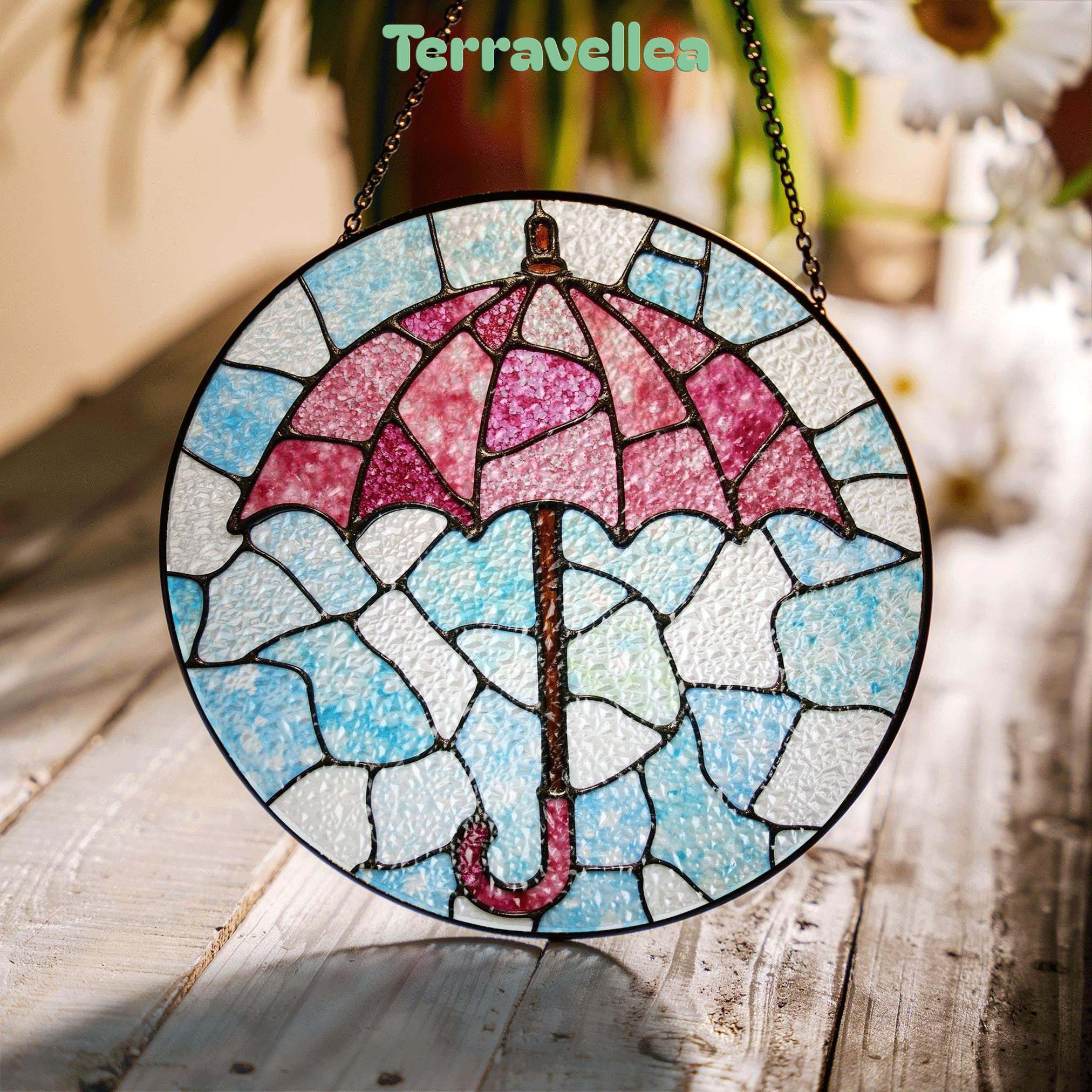 Stained Glass Umbrella Suncatcher Window Hanging Gift for Mom Friend - image 3