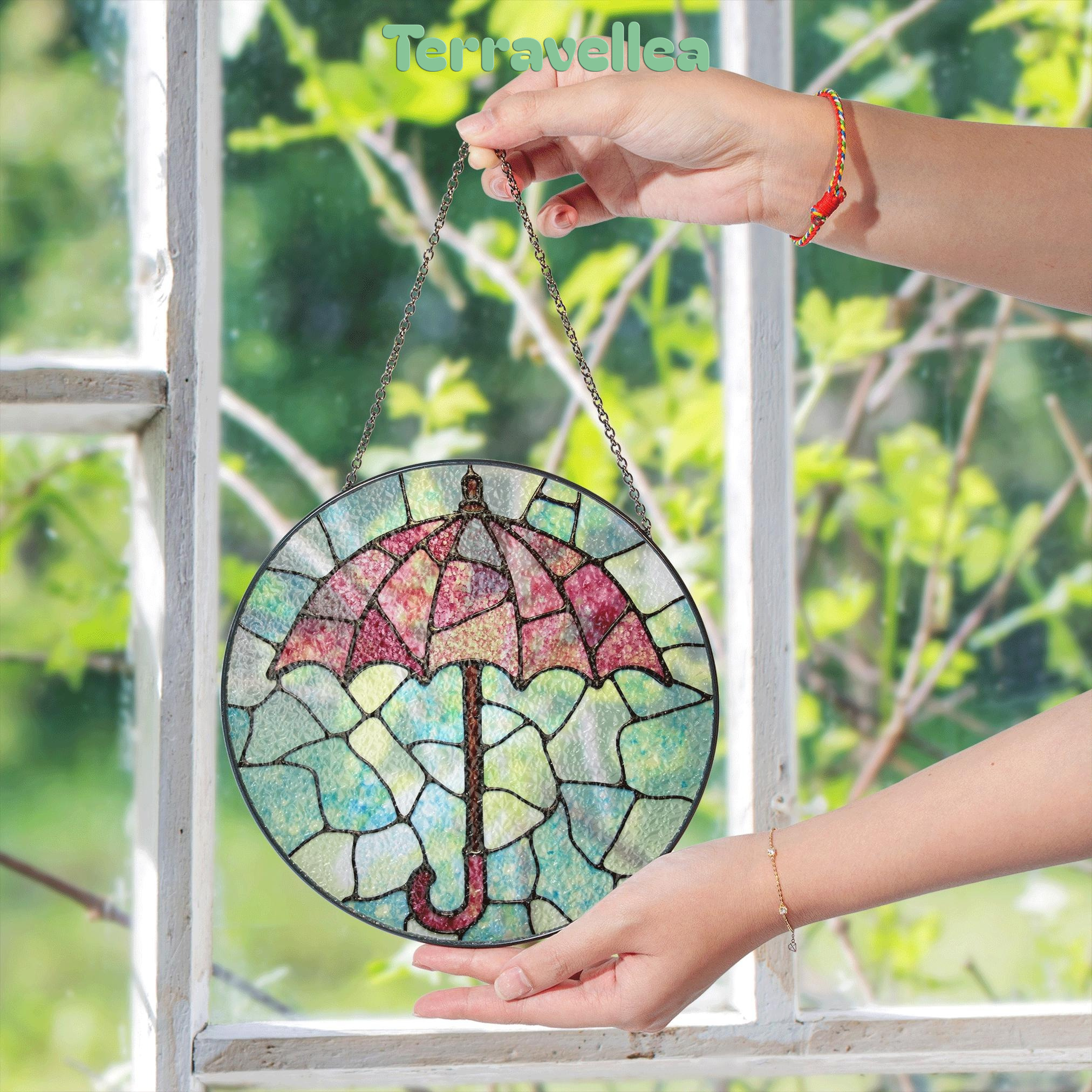 Stained Glass Umbrella Suncatcher Window Hanging Gift for Mom Friend - image 7