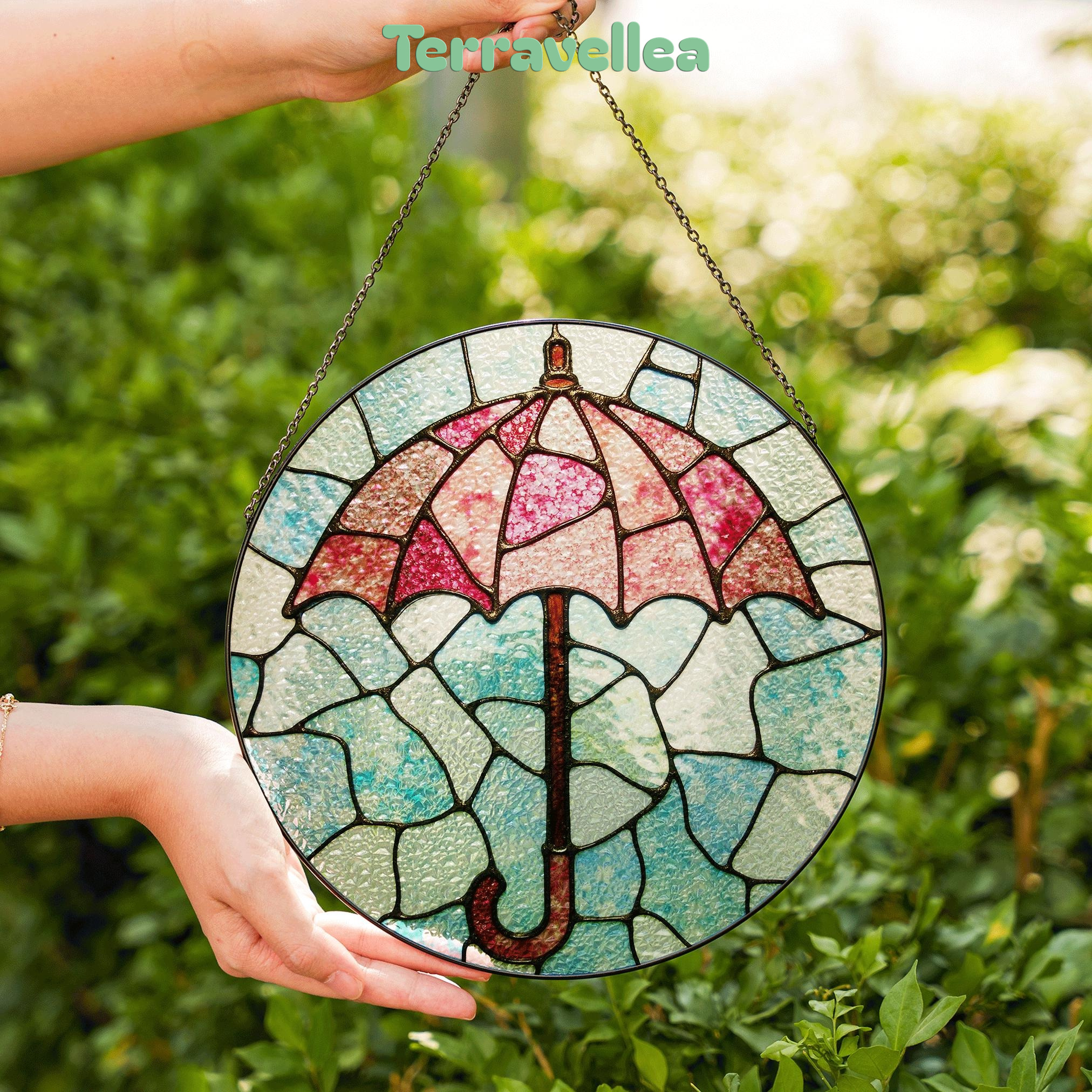 Stained Glass Umbrella Suncatcher Window Hanging Gift for Mom Friend - image 8