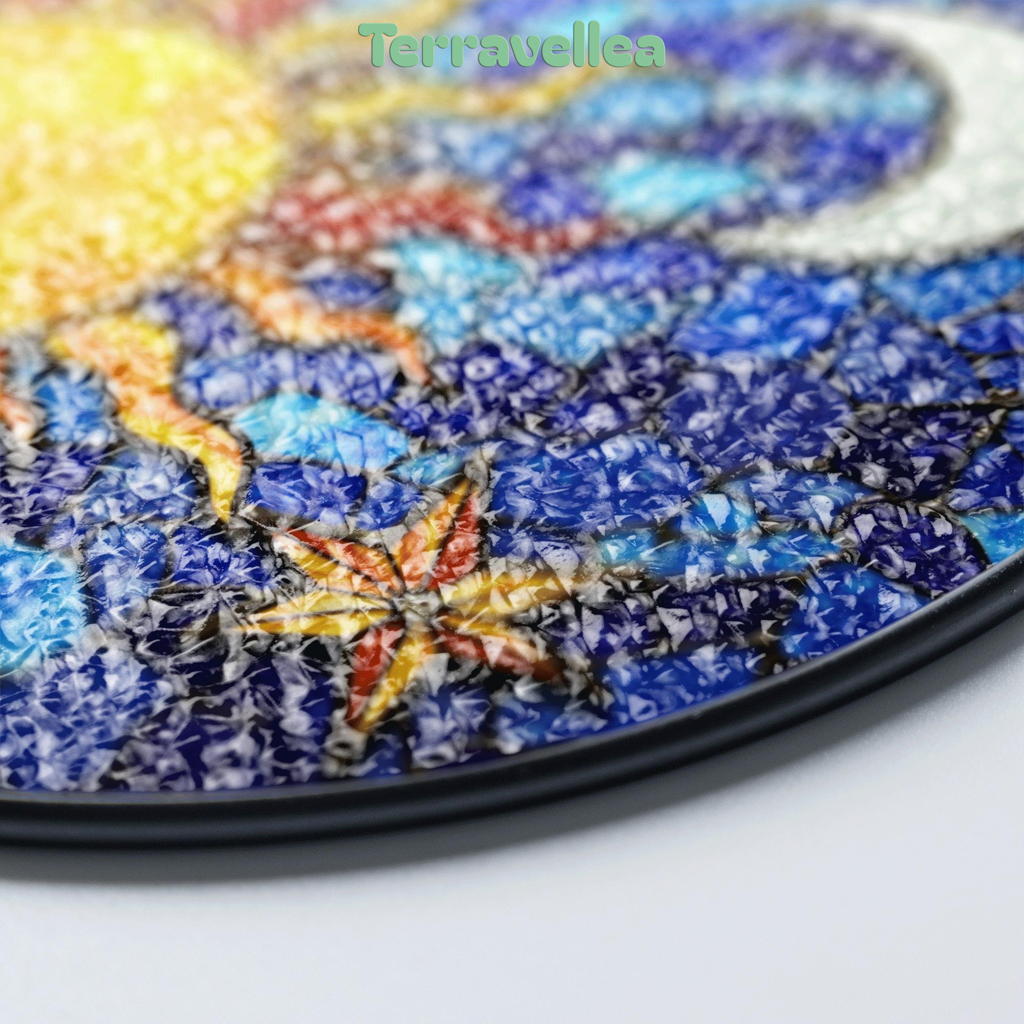 Sun and Moon Stained Glass Suncatcher in Blue and Yellow for Home Decor Gift - image 9