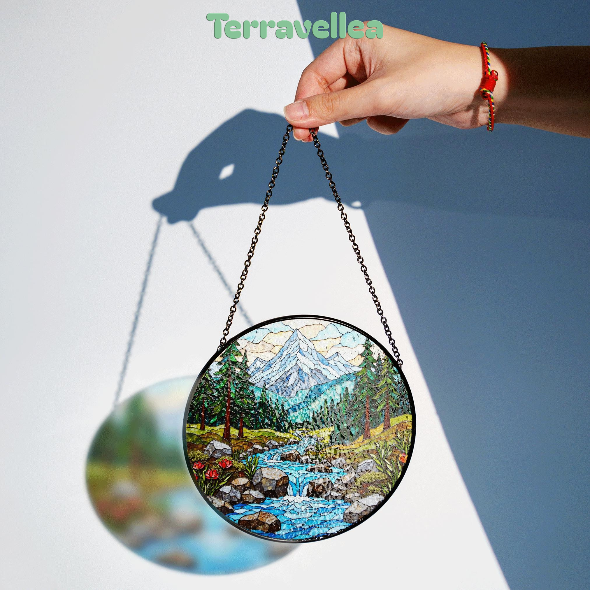Suncatcher Mountain Forest Stream Landscape Gift for Mom Mothers Day Gift Christmas Gift - image 2
