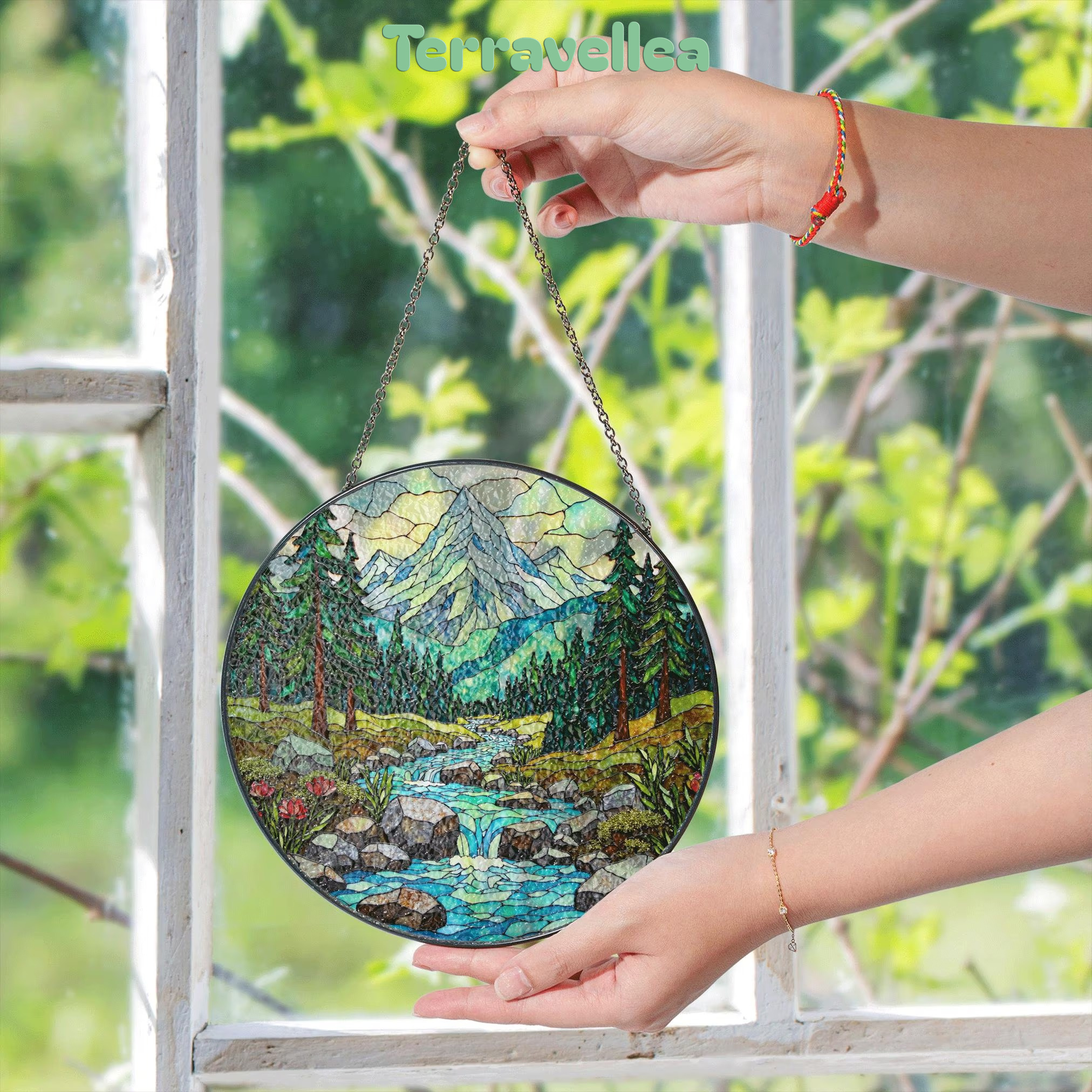Suncatcher Mountain Forest Stream Landscape Gift for Mom Mothers Day Gift Christmas Gift - image 5