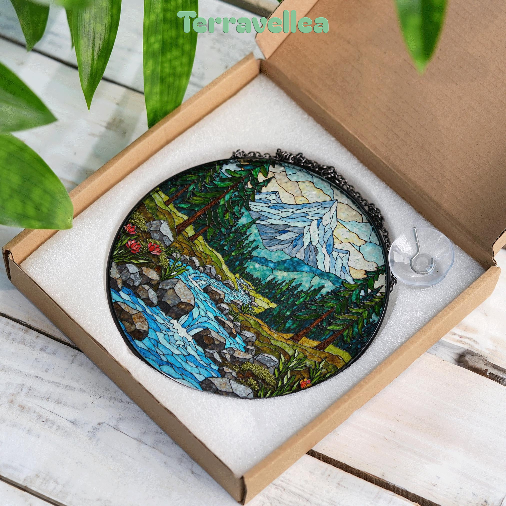 Suncatcher Mountain Forest Stream Landscape Gift for Mom Mothers Day Gift Christmas Gift - image 9
