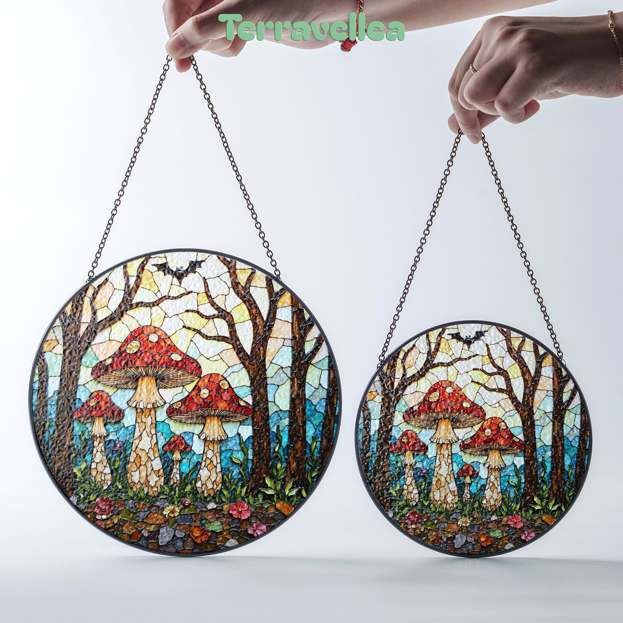 Suncatcher Stained Glass Red Mushroom Forest Gift for Mom Mothers Day Gift Housewarming Gift - image 7