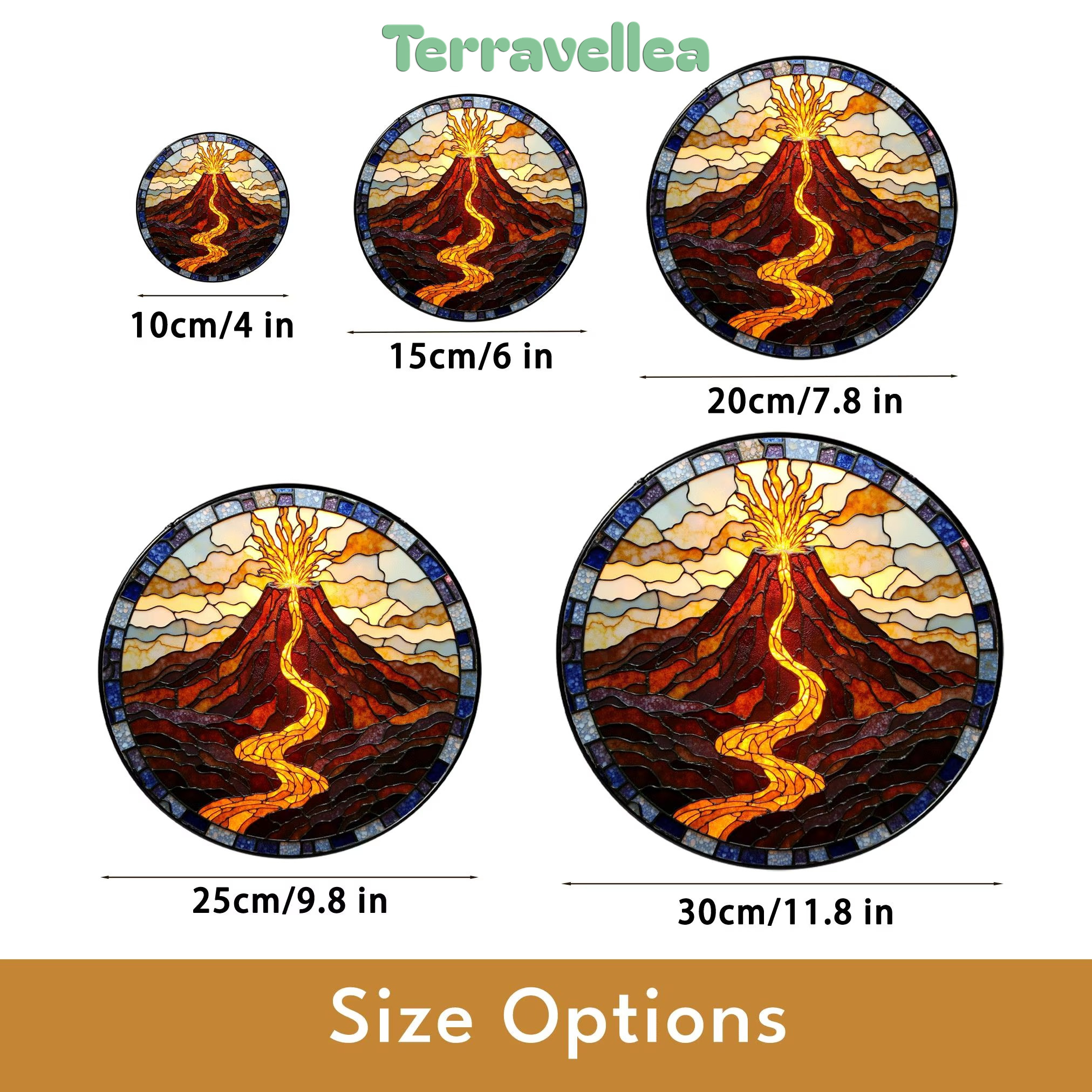 Suncatcher Stained Glass Volcano Eruption With Flowing Lava Housewarming Gift for Mom Birthday Gift - image 10