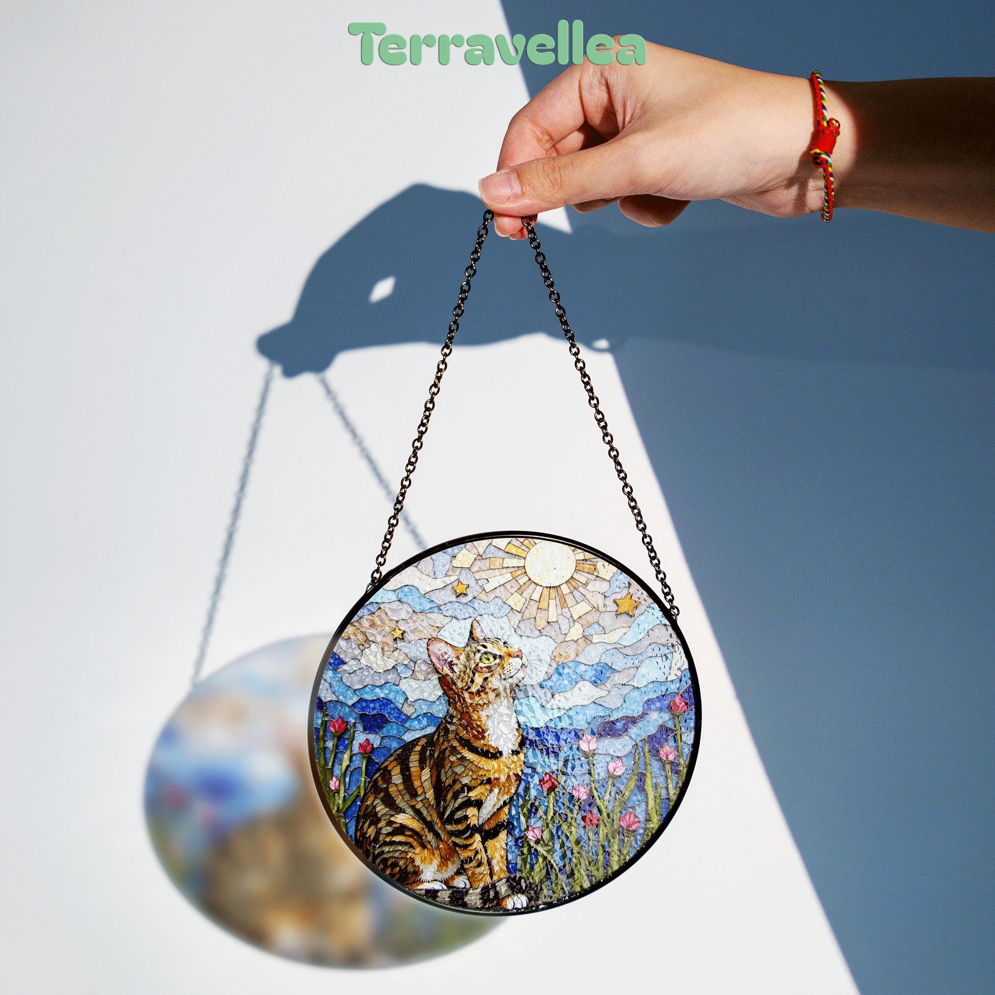 Tabby Cat Moonlight Suncatcher Stained Glass Window Decor Gift for Cat Lovers - image 2