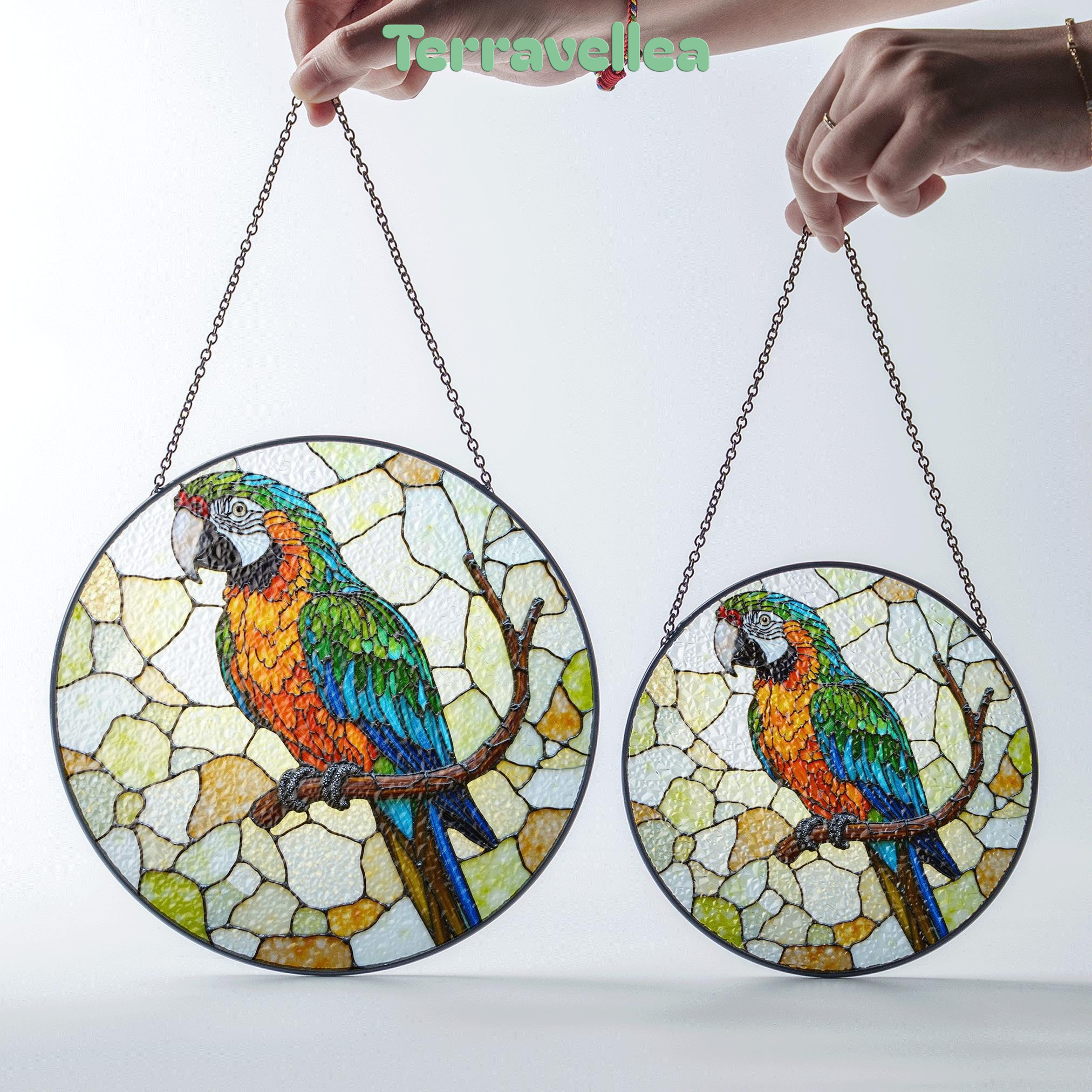 Vibrant Macaw on Branch Stained Glass Suncatcher Window Decor Gift for Bird Lover Birthday - image 7