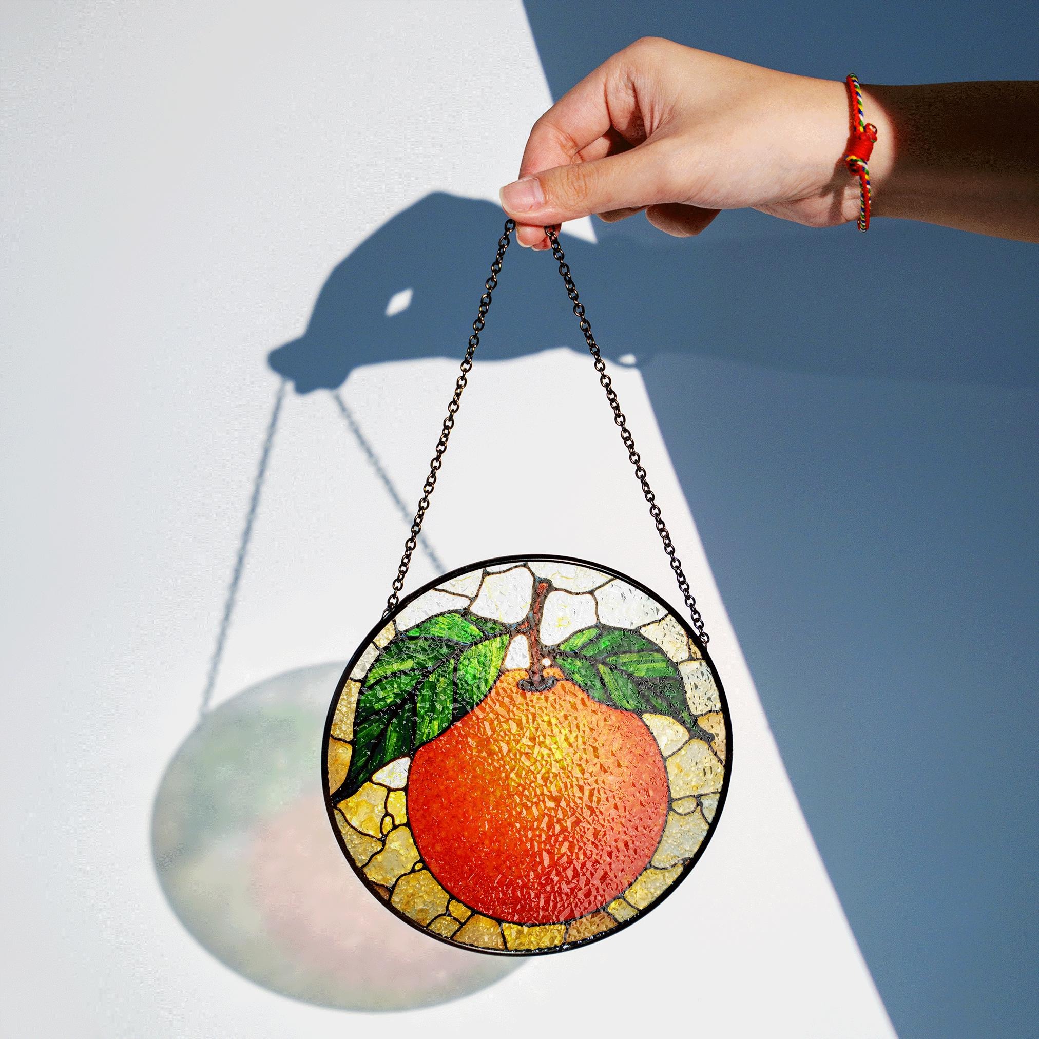 Orange Fruit Stained Glass Suncatcher Window Hanging Gift for Mom Dad Friend - image 2