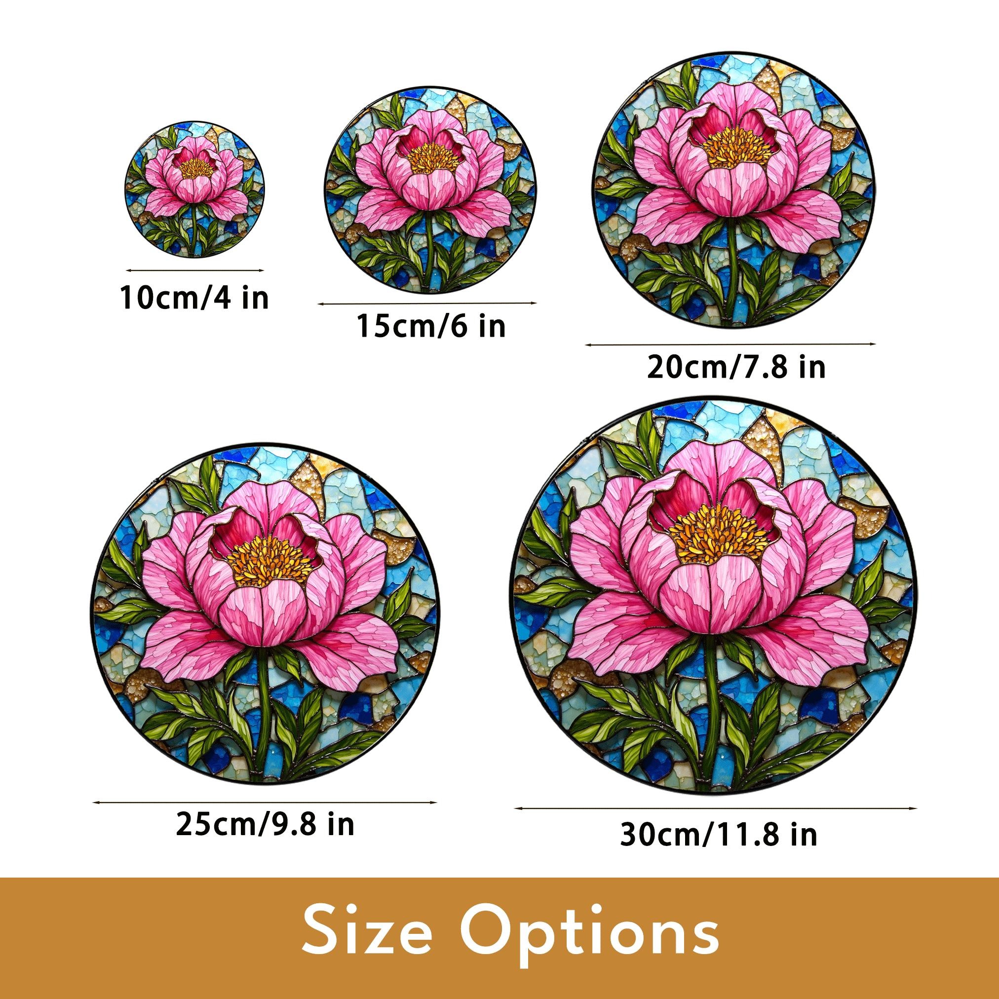 Peony Flower Stained Glass Suncatcher Hanging Window Art Home Decor Gift for Her - image 10