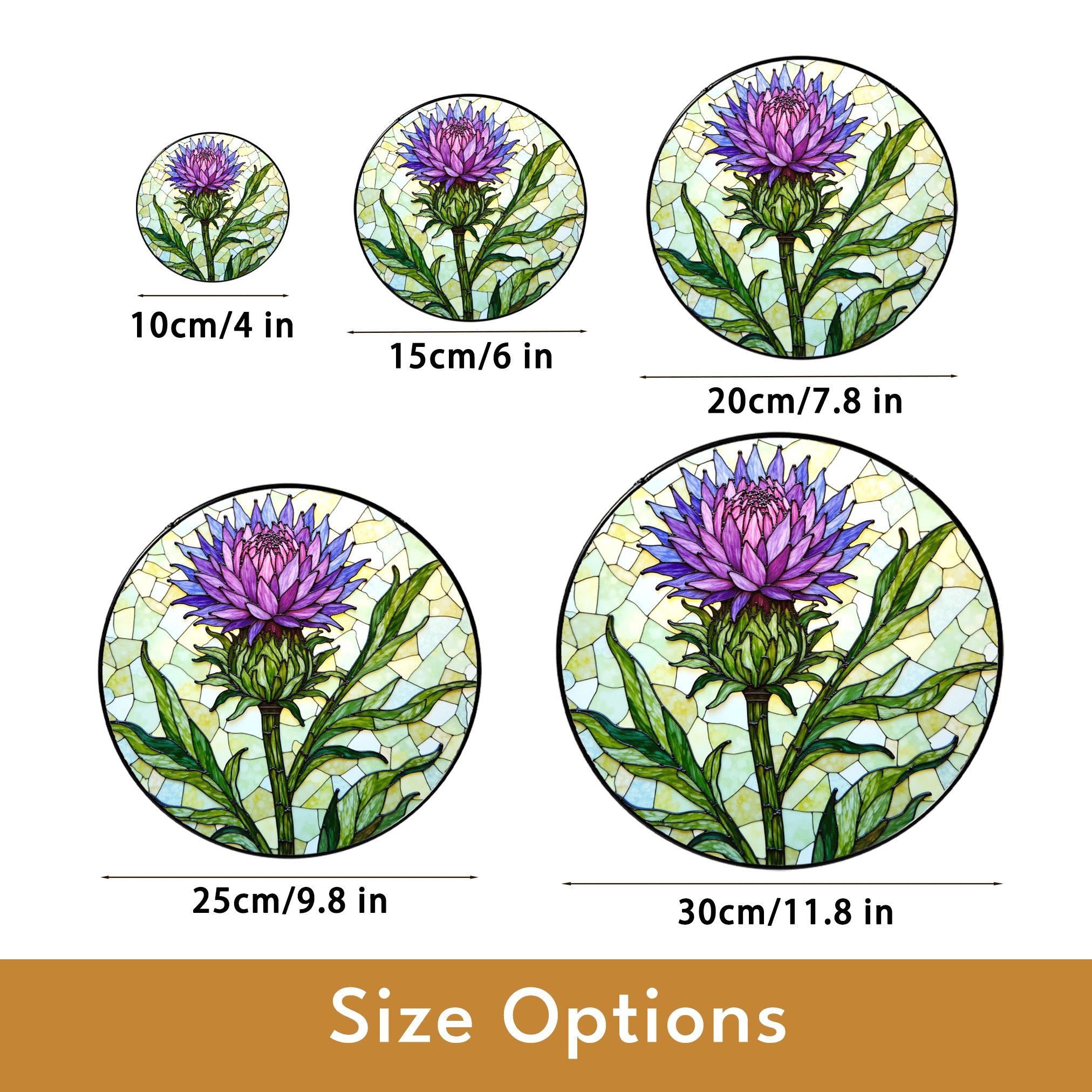 Purple Thistle Flower Stained Glass Window Hanging Suncatcher Gift for Botanical Art Lovers - image 10
