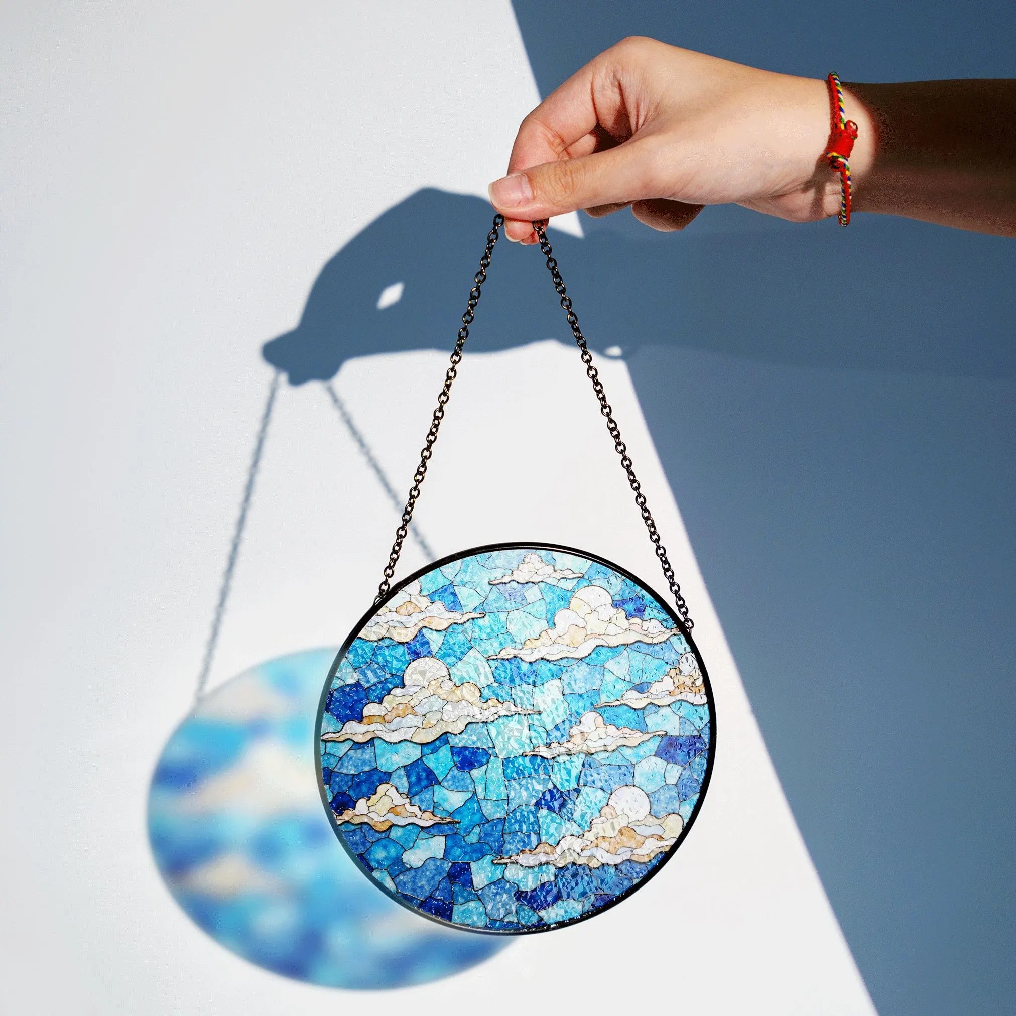 Stained Blue Sky Cloud Glass Suncatcher With Dreamy Layers of Light for Window Decor Gift for Sky Lovers - image 2