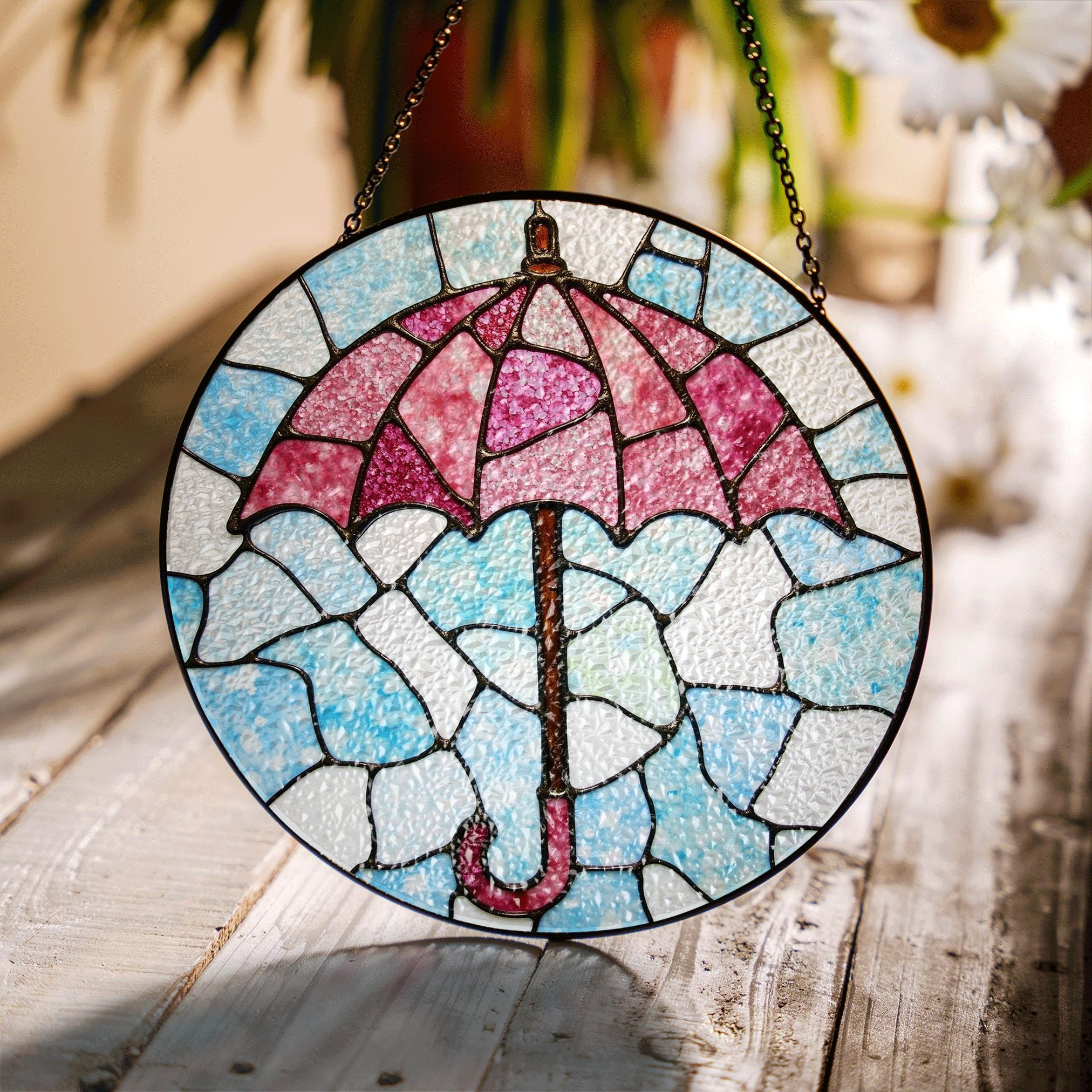 Stained Glass Umbrella Suncatcher Window Hanging Gift for Mom Friend - image 3