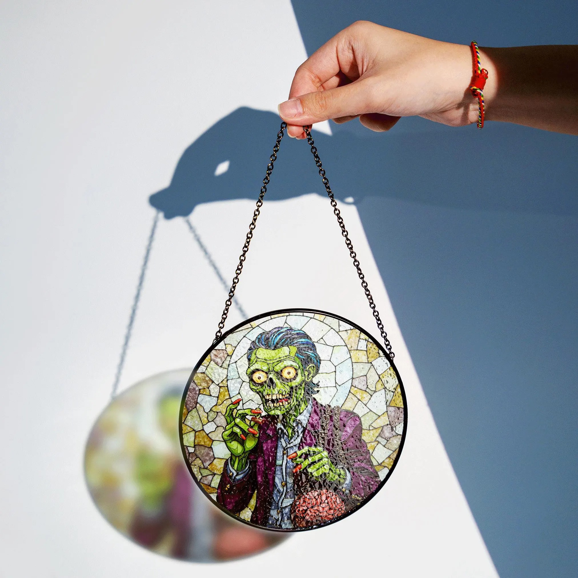 Suncatcher Stained Glass Zombie Holding Brain Halloween Gift for Horror Lover - image 2