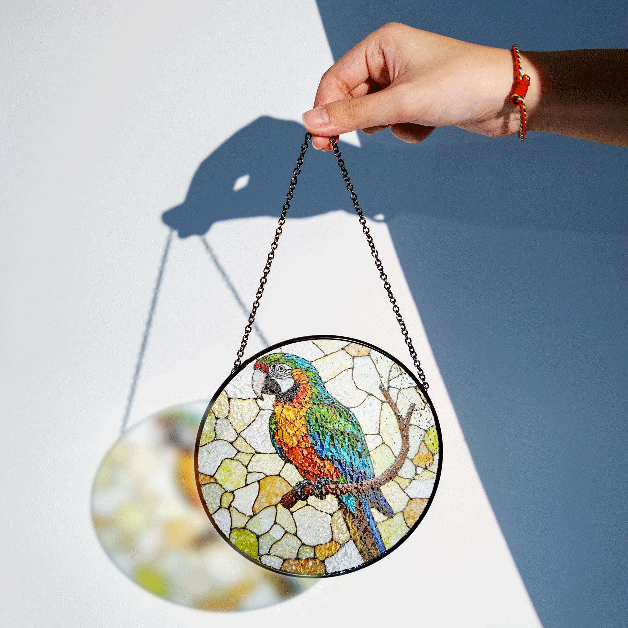 Vibrant Macaw on Branch Stained Glass Suncatcher Window Decor Gift for Bird Lover Birthday - image 2