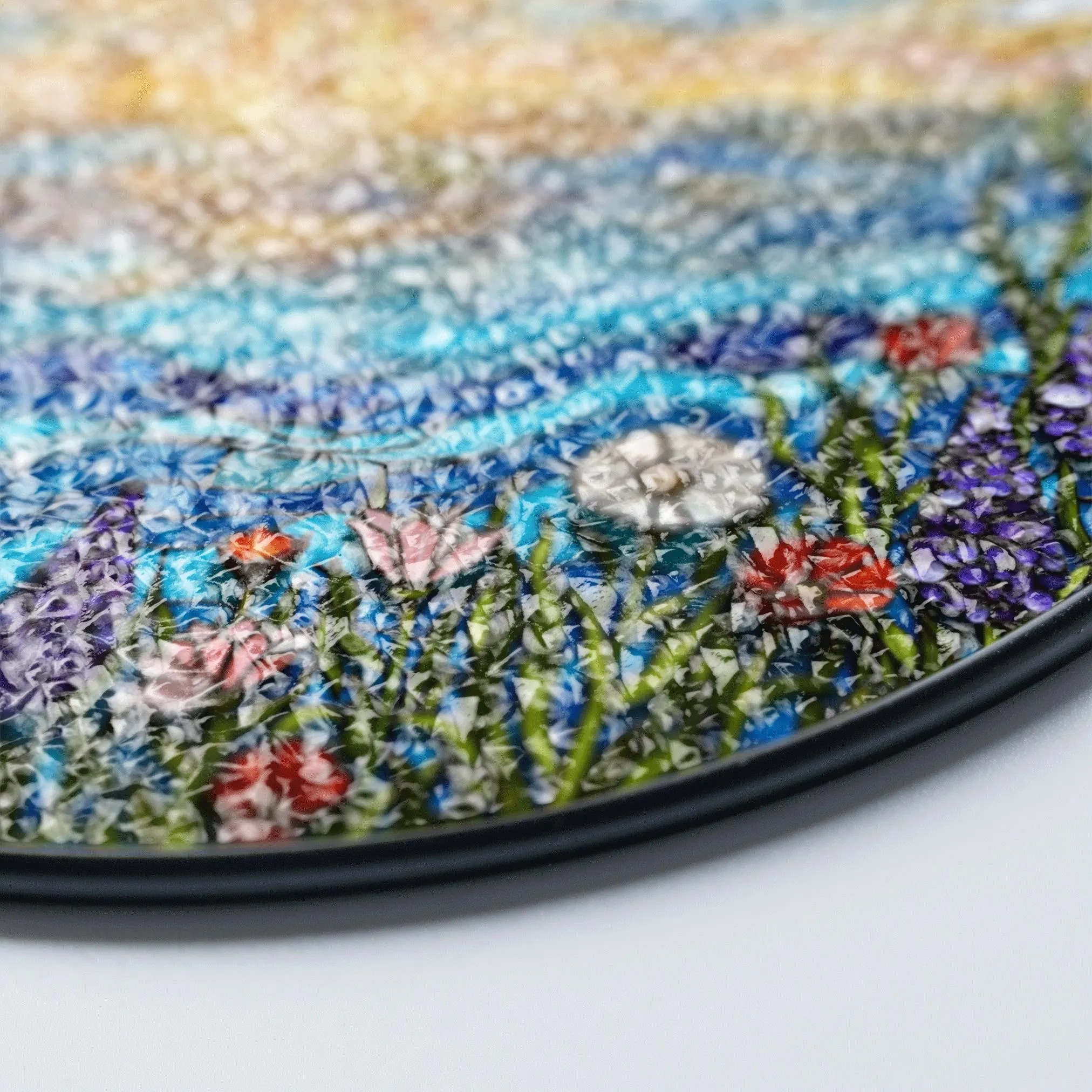 Vibrant Wildflower Meadow and Ocean Wave Stained Glass Suncatcher Summer Window Decor Gift for Nature Lovers - image 8