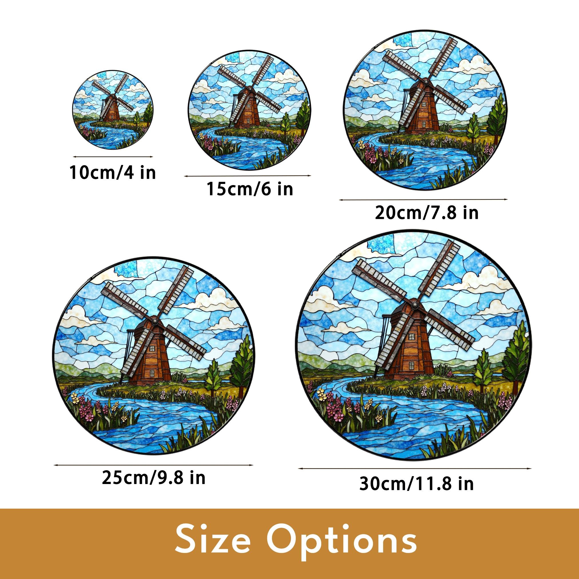 Windmill Stained Glass Suncatcher With River and Flowers Nature Gift for Garden Lovers - image 10