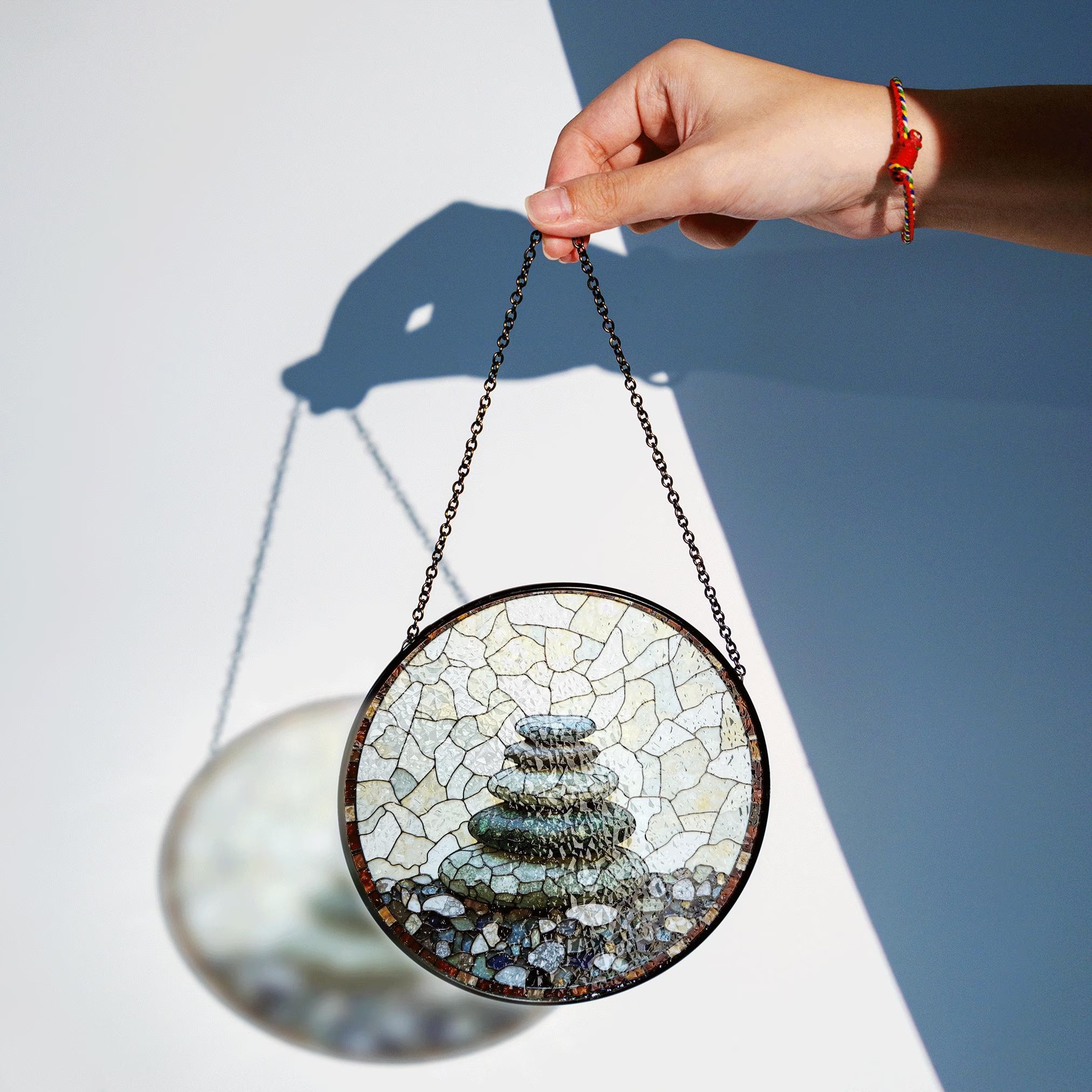 Zen Rock Stack Art Round Suncatcher Window Hanging Gift for Him Her - image 2