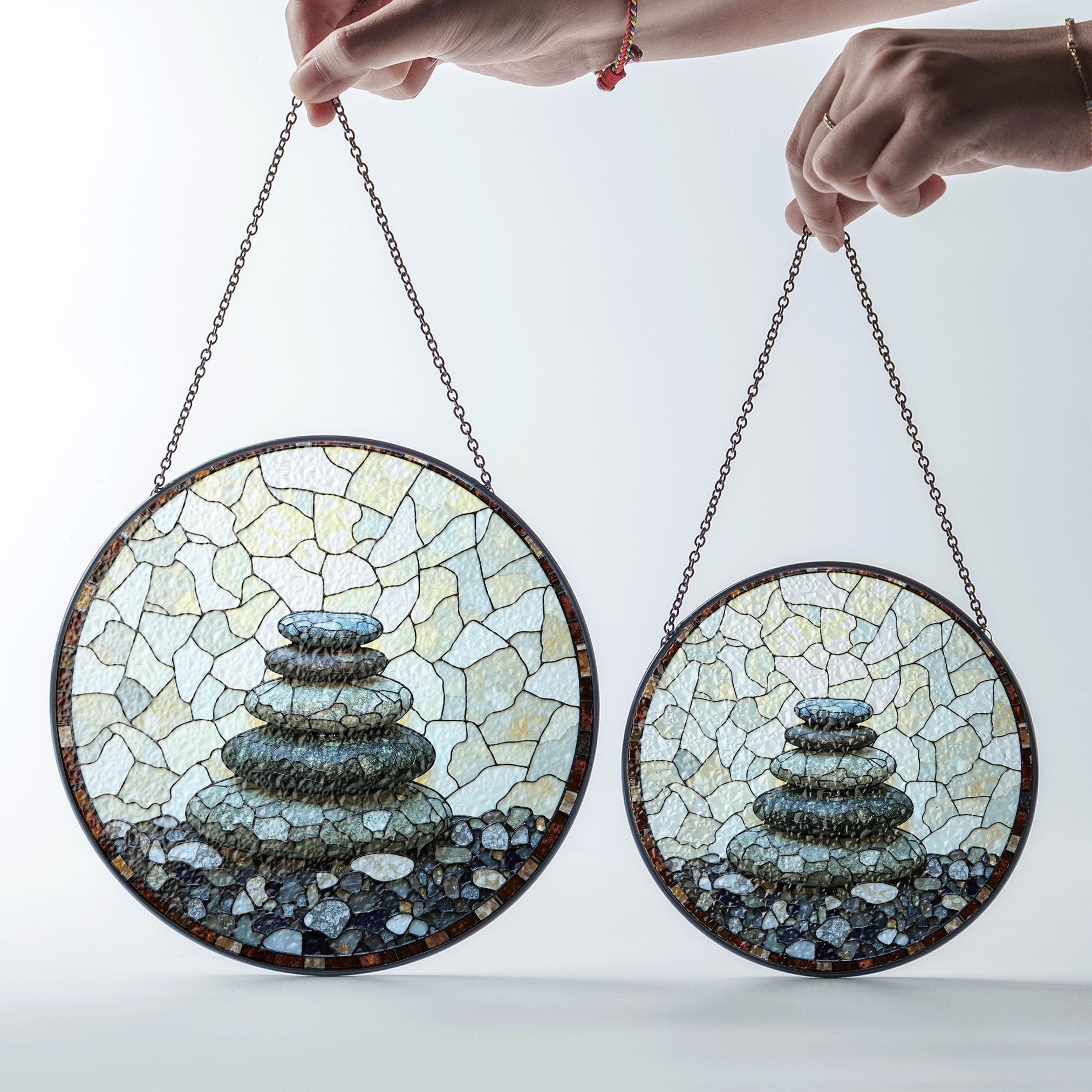Zen Rock Stack Art Round Suncatcher Window Hanging Gift for Him Her - image 7