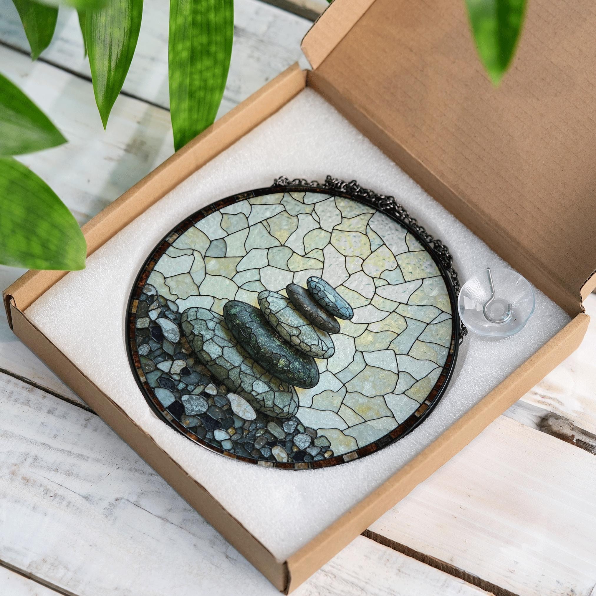 Zen Rock Stack Art Round Suncatcher Window Hanging Gift for Him Her - image 9