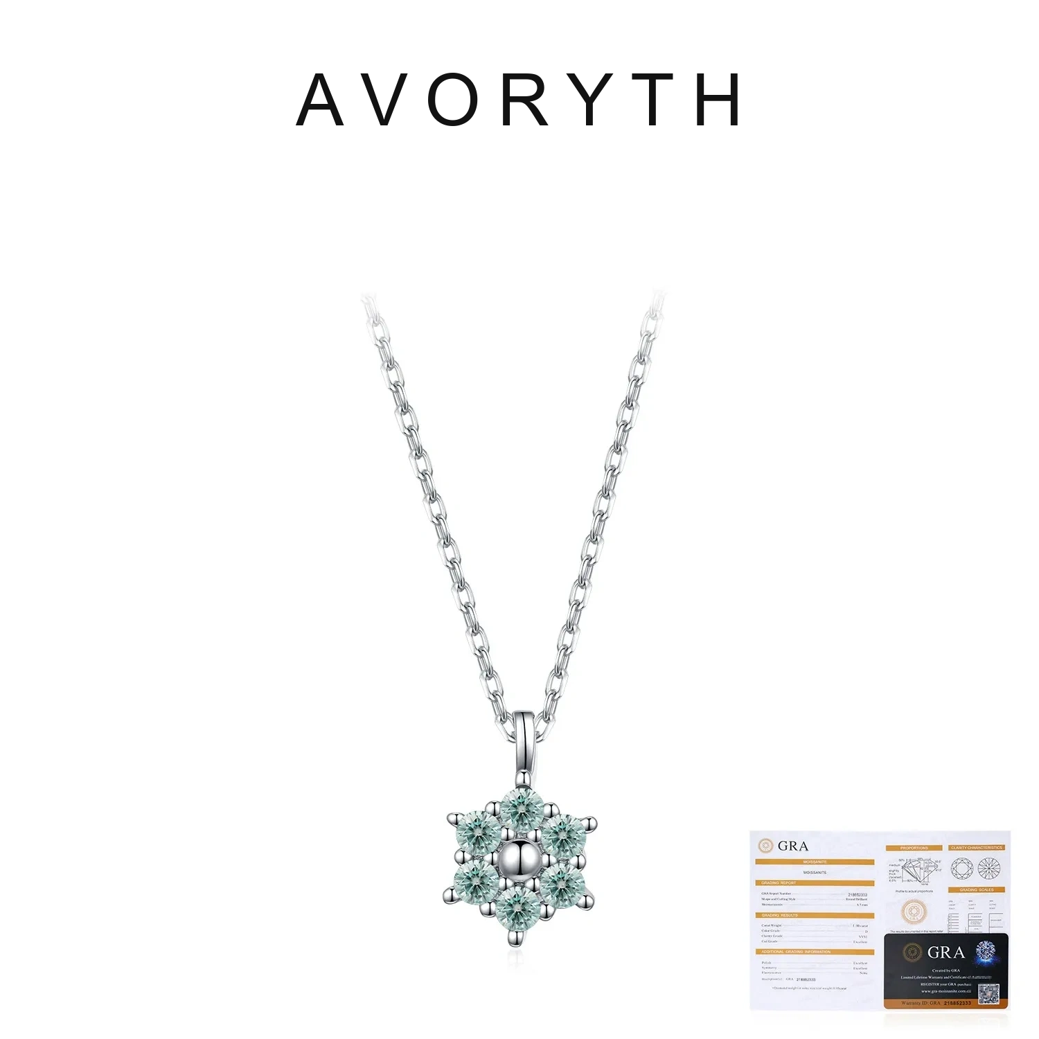 AVORYTH Celeste Green Snowflake Moissanite Necklace product image 5