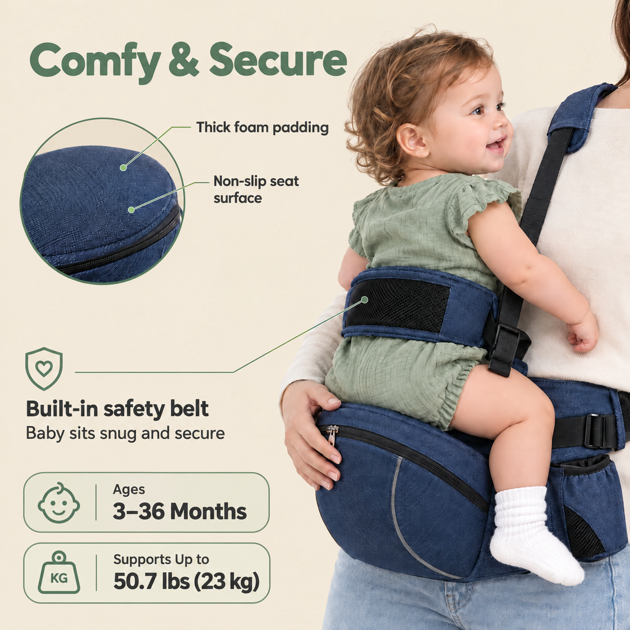 👶 Limited-Time 50% OFF Pro Hip Seat Baby Carrier with Storage