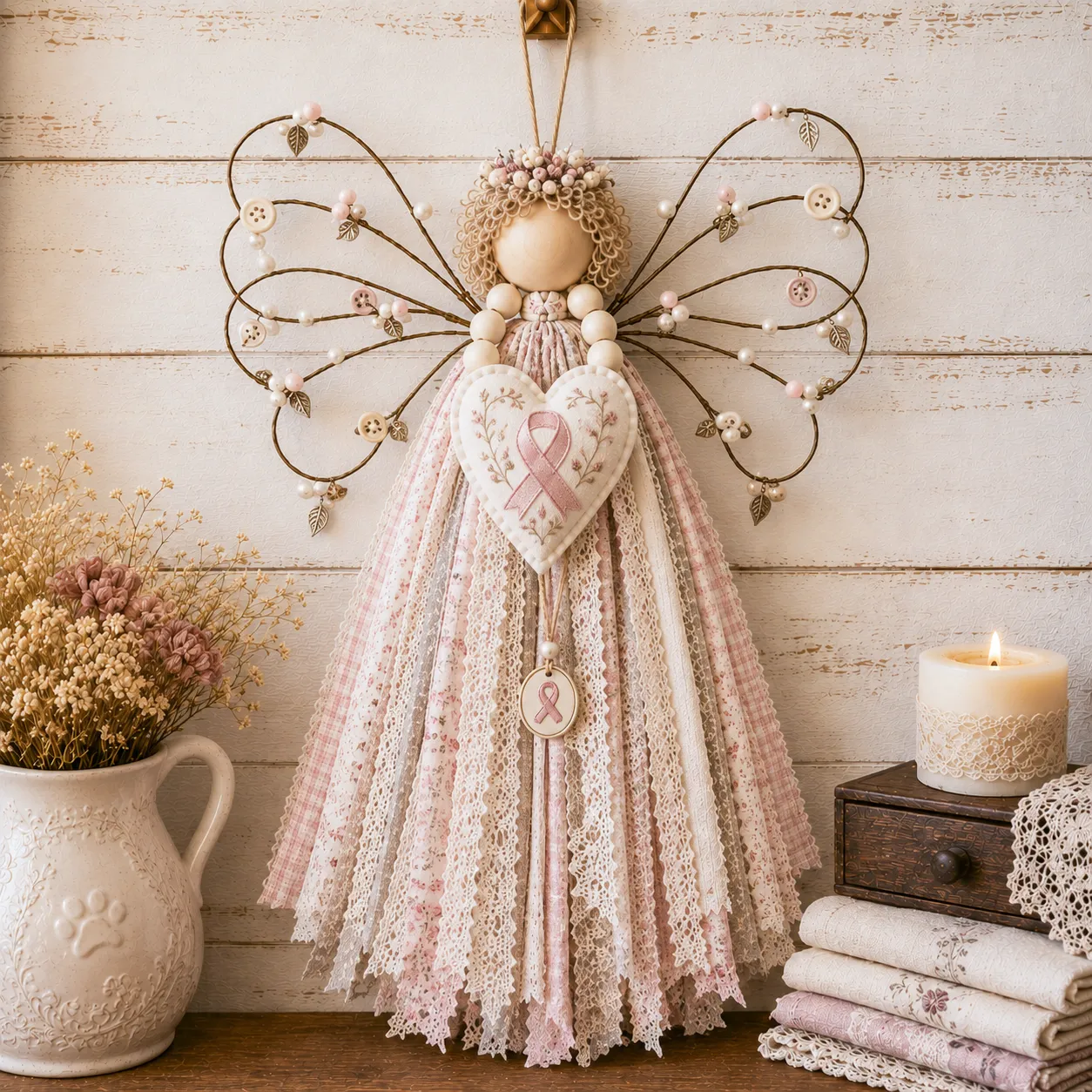 🔥LAST DAY 55% OFF - 🪽 Angel Fabric Hanging DIY Kit - Stitch a Little Blessing That Stays Forever