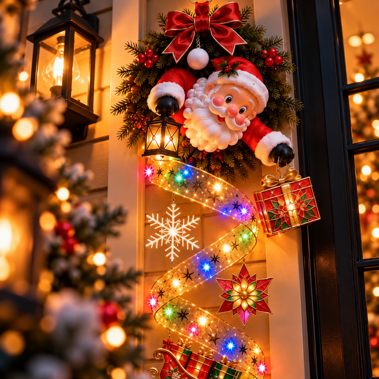 🔥 LAST DAY 50% OFF 🔥 Lighted Snowman Christmas Door Hanger – Waterproof Battery-Powered Cascading Holiday Decor